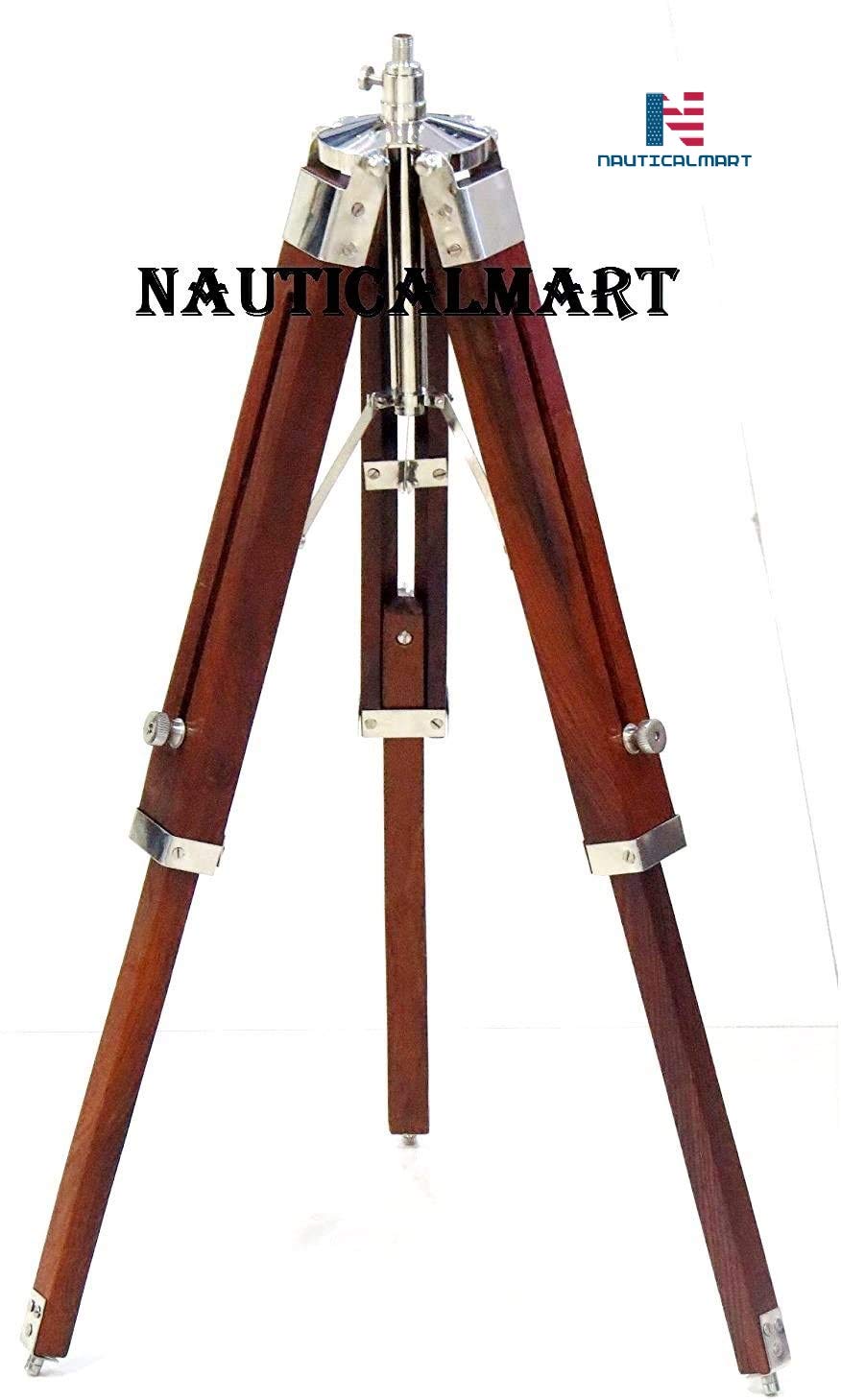 Stylish NauticalMart Wooden Tripod Table Lamp - Modern Living Room & Bedroom Decor - Perfect for Reading Nook, Nightstand, or Office Desk (Shade Not Included)