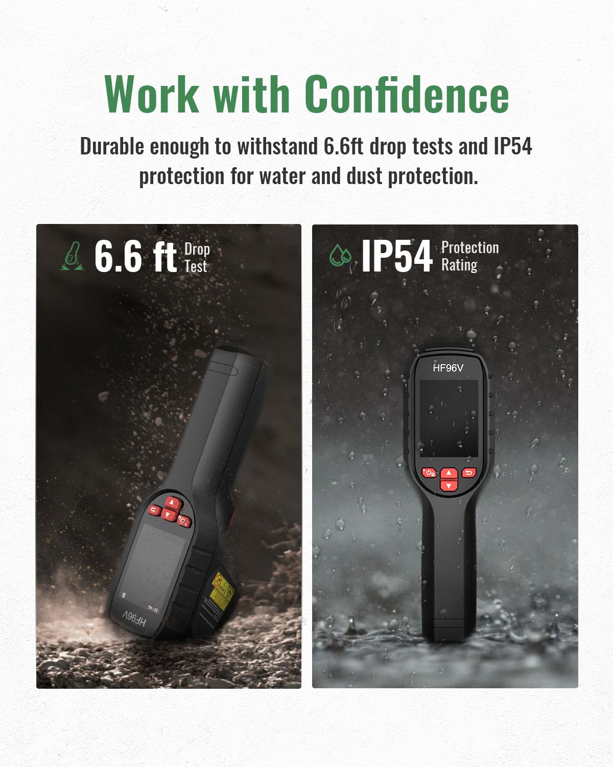 HF96V Thermal Imaging Camera with Visual Camera - 240x240 Super Resolution, 96x96 IR, Laser Pointer, 25Hz, 50°FOV, -4°F to 1022°F, IP54 - Perfect for Electrical Inspections, HVAC Maintenance & Home Energy Audits