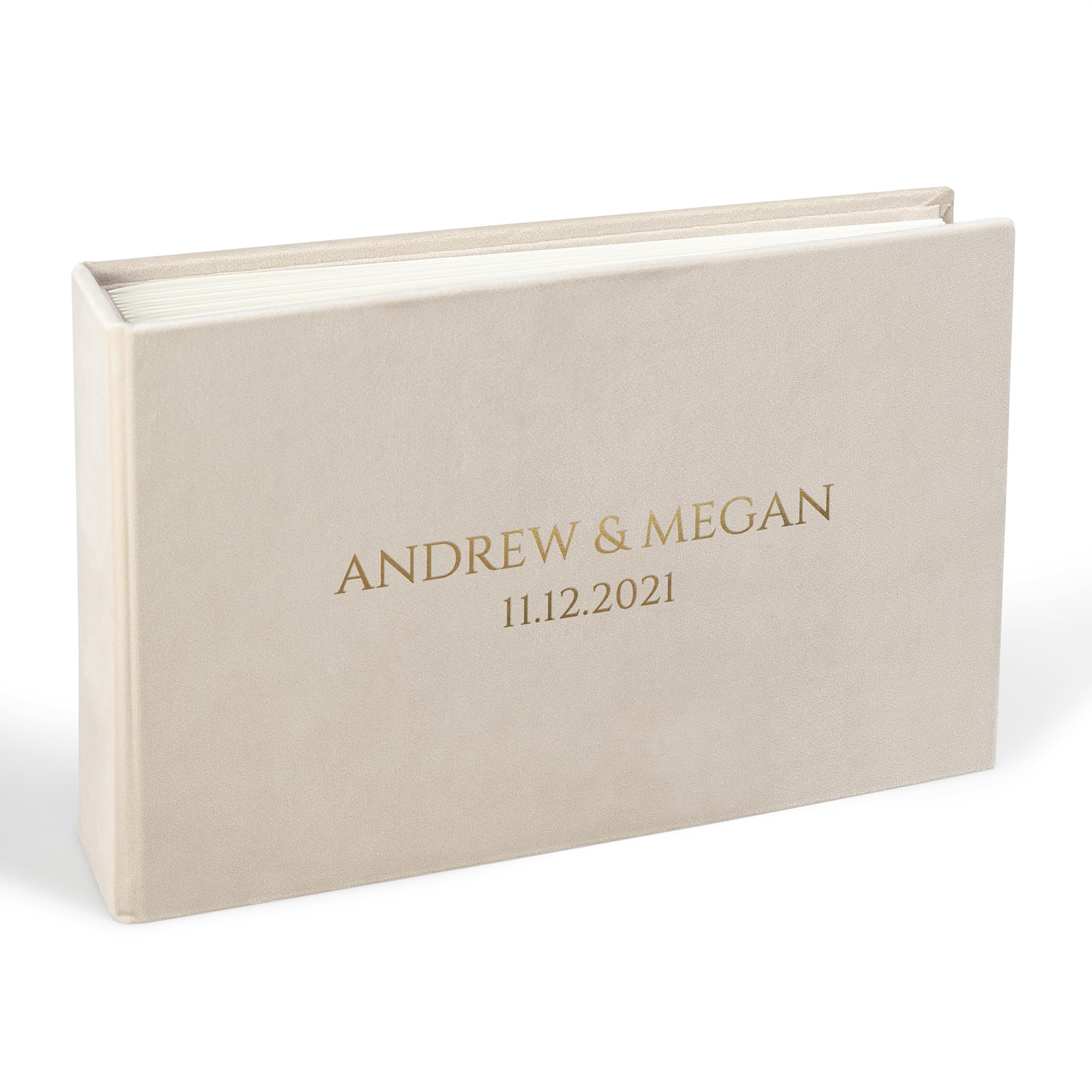 Wedding Guest Book Alternative - Velvet Photo Album for All Instant Photo Sizes (4x6, 2x6) - Mini Wide Square Photo Booth Guestbook with Pockets - Handmade Memory Scrapbook for Weddings, Anniversaries & Special Events