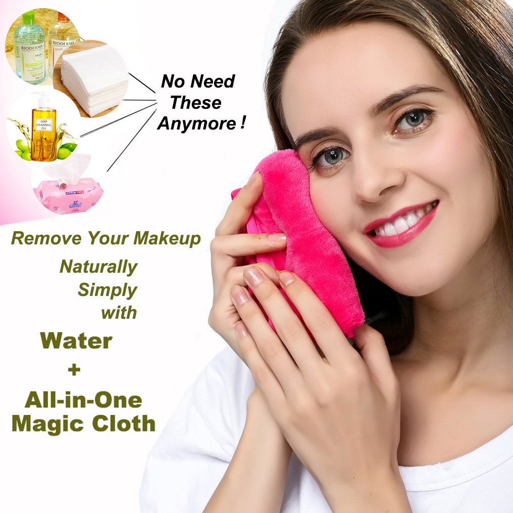 Waterproof Makeup Remover Cloths 3-Pack - Chemical Free & Reusable for Face Cleaning - Black, Rose, Burgundy - Perfect for Travel & Daily Skincare