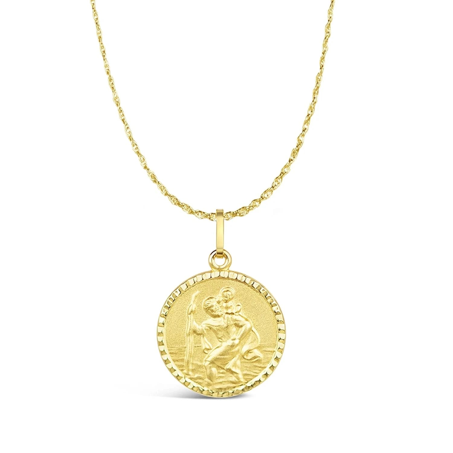 St. Christopher Necklace for Men - 14K Solid Gold Pendant with Custom Engraving - Religious Jewelry Gift for Travelers, Protection & Faith - Perfect for Daily Wear, Special Occasions & Blessings