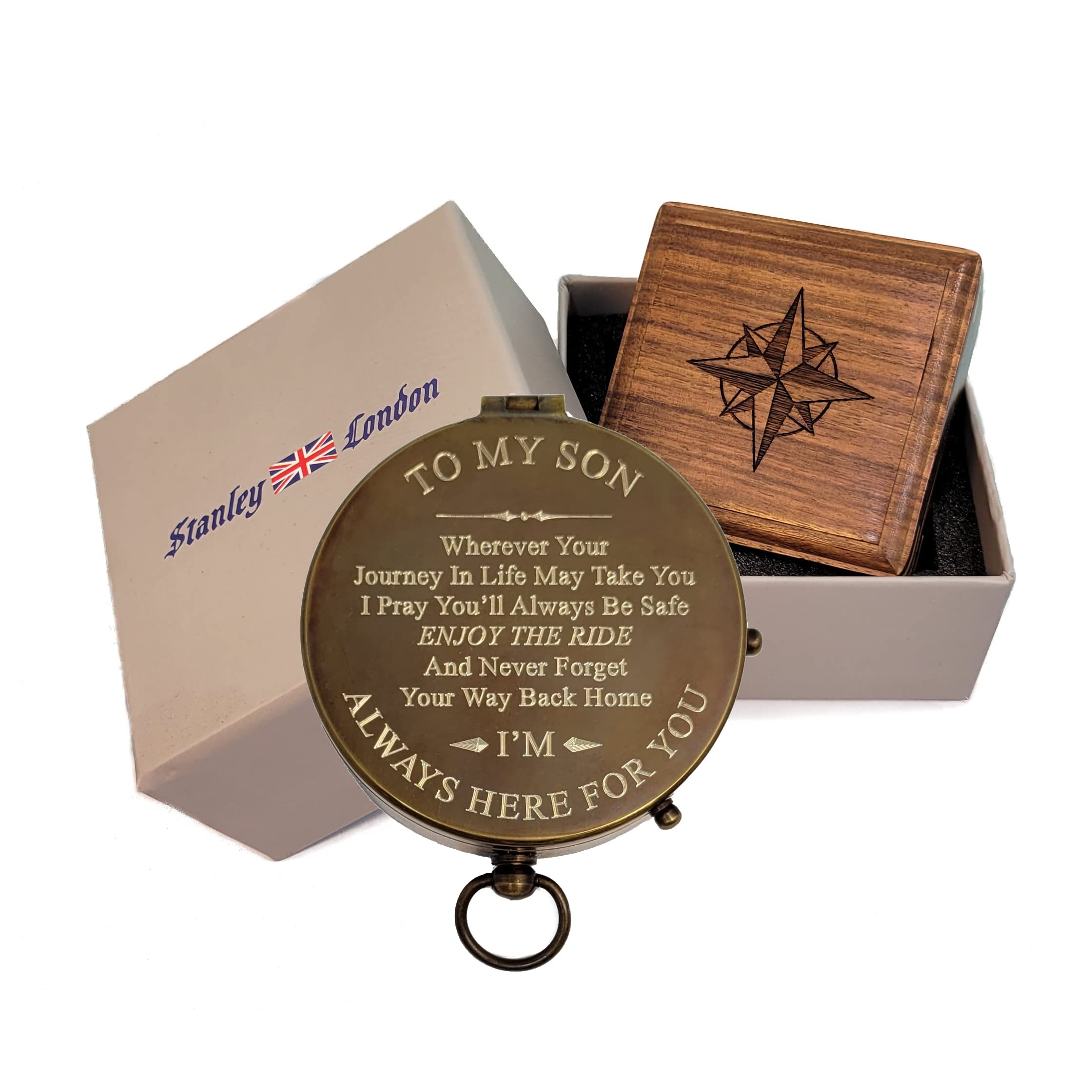 Personalized Engraved Brass Pocket Compass for Men - Unique Gift for Him, Son, Husband, Grandson | Engravable Antique Compass for Graduation, Baptism, Confirmation | Perfect for Outdoor Adventures, Hiking, Camping & Travel Gifts