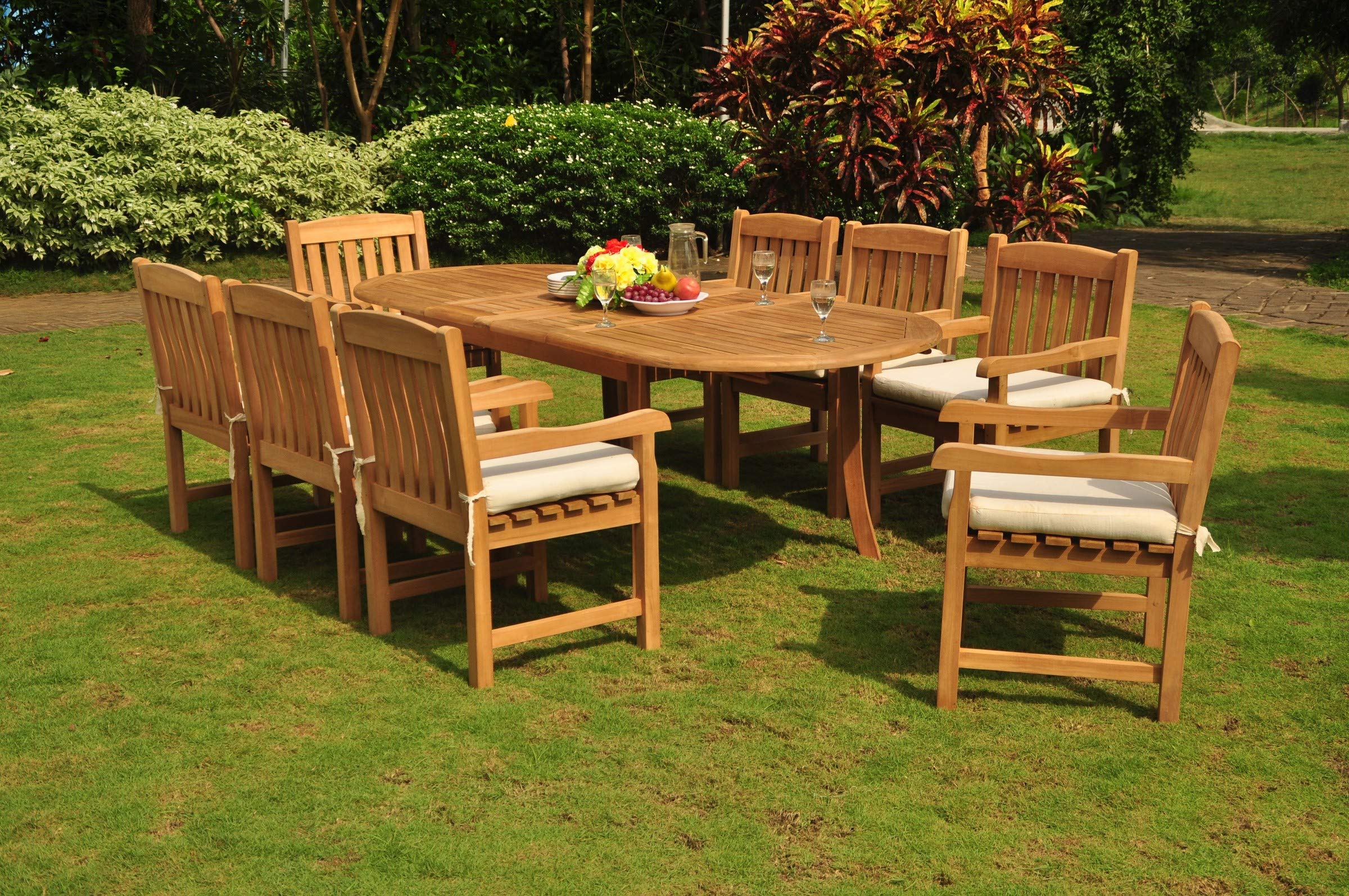 Premium 8-Seater 9-Piece Teak Wood Dining Set with 94