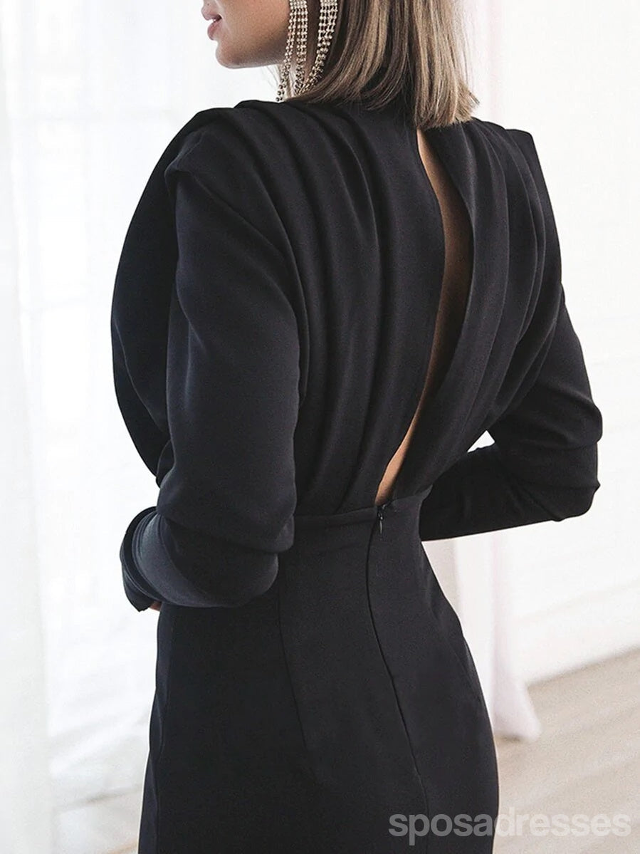Elegant Black Mermaid Prom Dress with Long Sleeves & Side Slit - Perfect for Homecoming, Formal Dances & Special Occasions