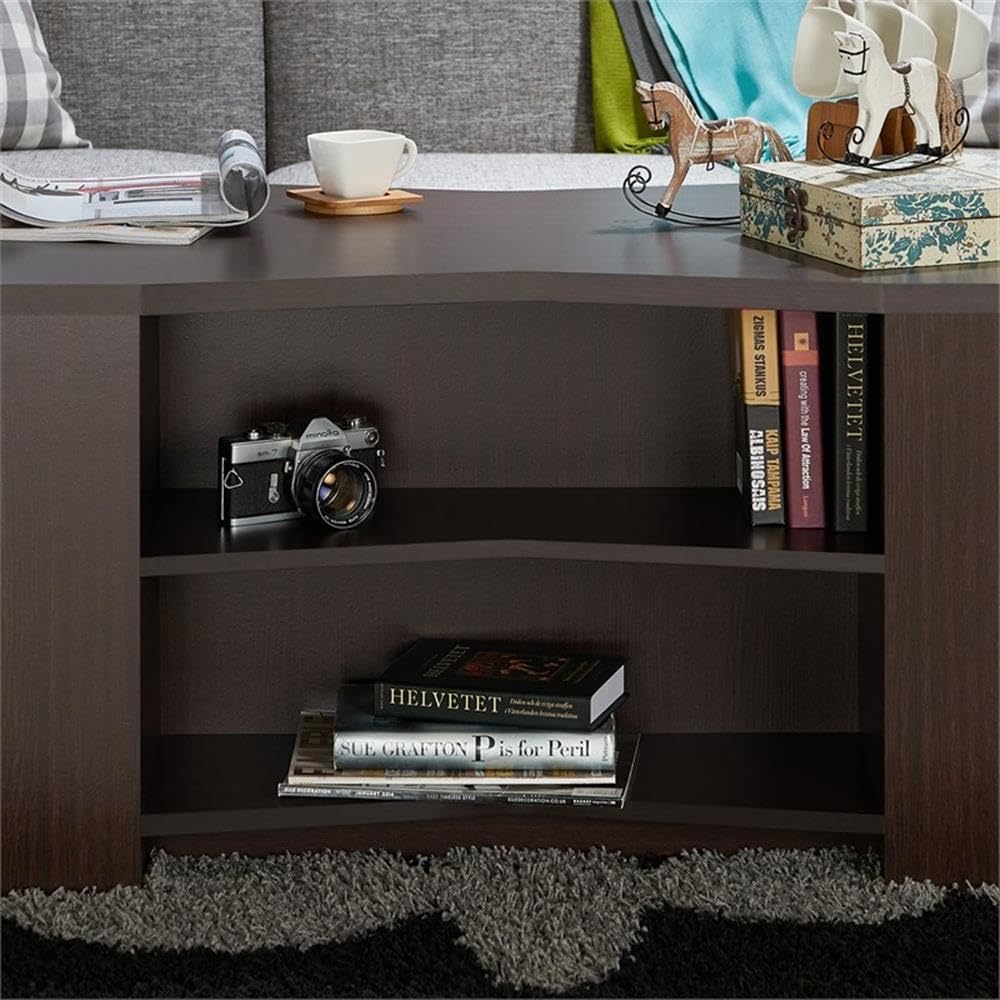 Sima Modern Walnut Wood Storage Coffee Table by Furniture of America - Perfect for Living Room, Office & Small Spaces