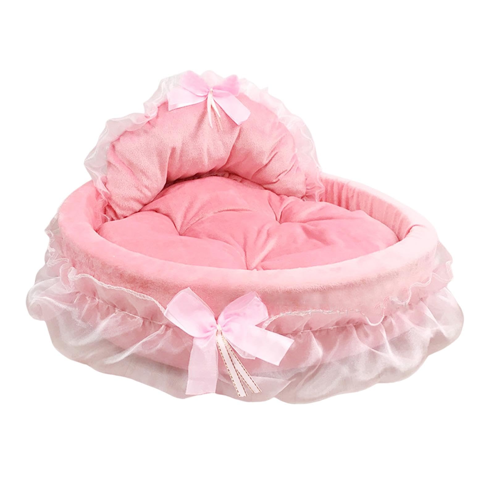 **Pink Princess Dog Bed - Washable Pet Couch with Lace Trim, Soft Thick Cushion for Large Dogs & Cats, Cozy Kennel Sleeping Bed for Puppies & Kittens (Pink, Size S) - Perfect for Living Room, Bedroom & Pet Travel**