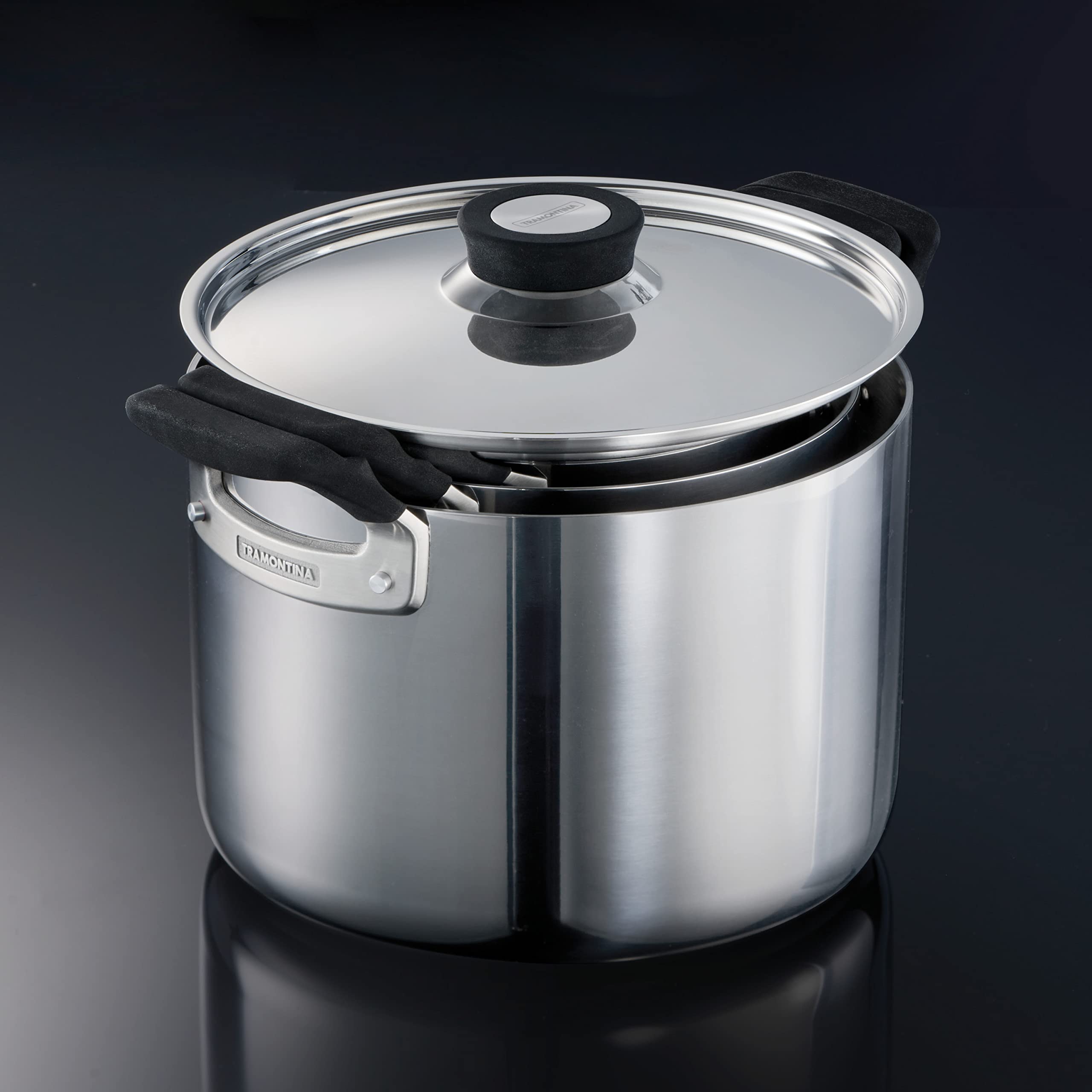 Tramontina 6-Piece Stainless Steel Tri-Ply Clad Cookware Set with Sauce Pan & Stock Pot - 80116/048DS | Nesting Design Saves Space | Perfect for Soups, Stews & Family Cooking
