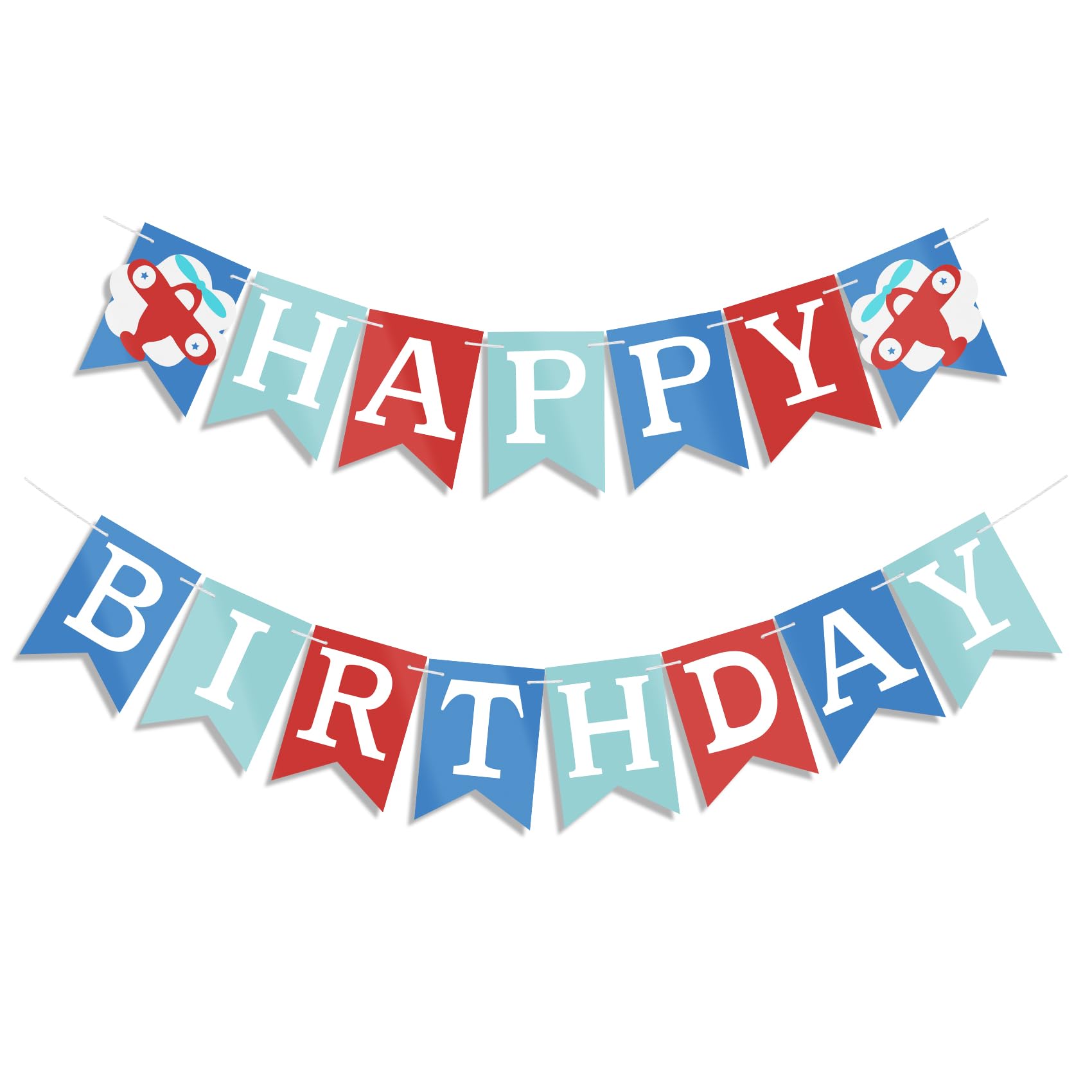 Blue & Red Happy Birthday Banner - Airplane Themed Party Decorations for Boys, Girls & Baby Showers | Perfect for Birthday Parties, Baby Showers & Aviation Celebrations