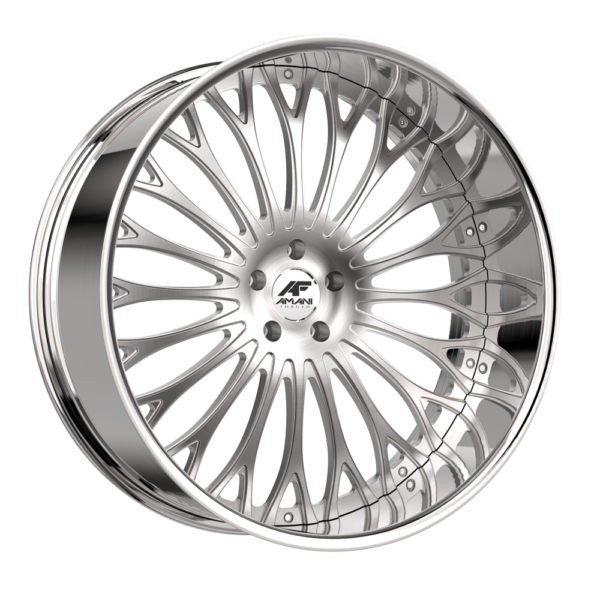 Amani Forged 28x9 Napoliano Brush Center Chrome Lip 15mm Wheels - Premium Alloy Rims for Trucks & SUVs - Perfect for Off-Roading, Custom Builds, and Street Performance