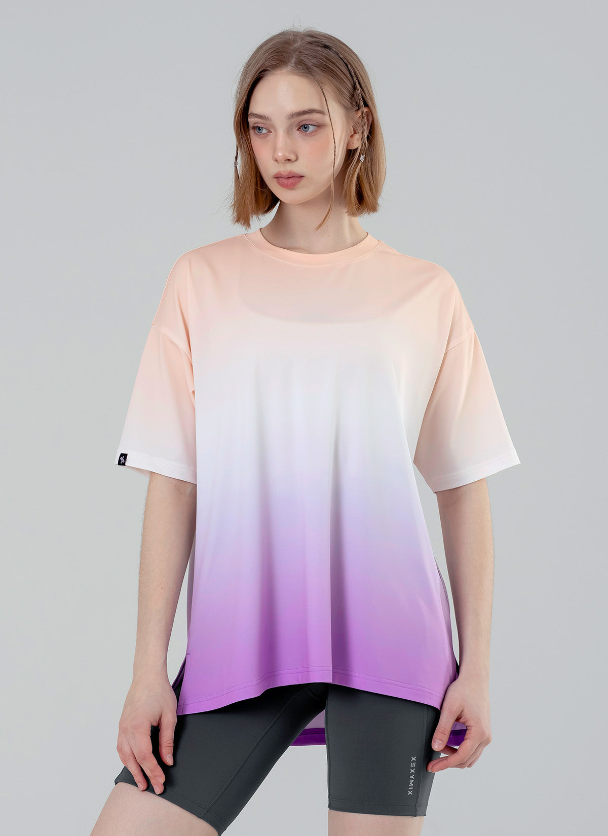 Ice Feather Gradient Oversized Short Sleeve T-Shirt for Women - Trendy Loose Fit Casual Top for Summer, Streetwear, and Layering