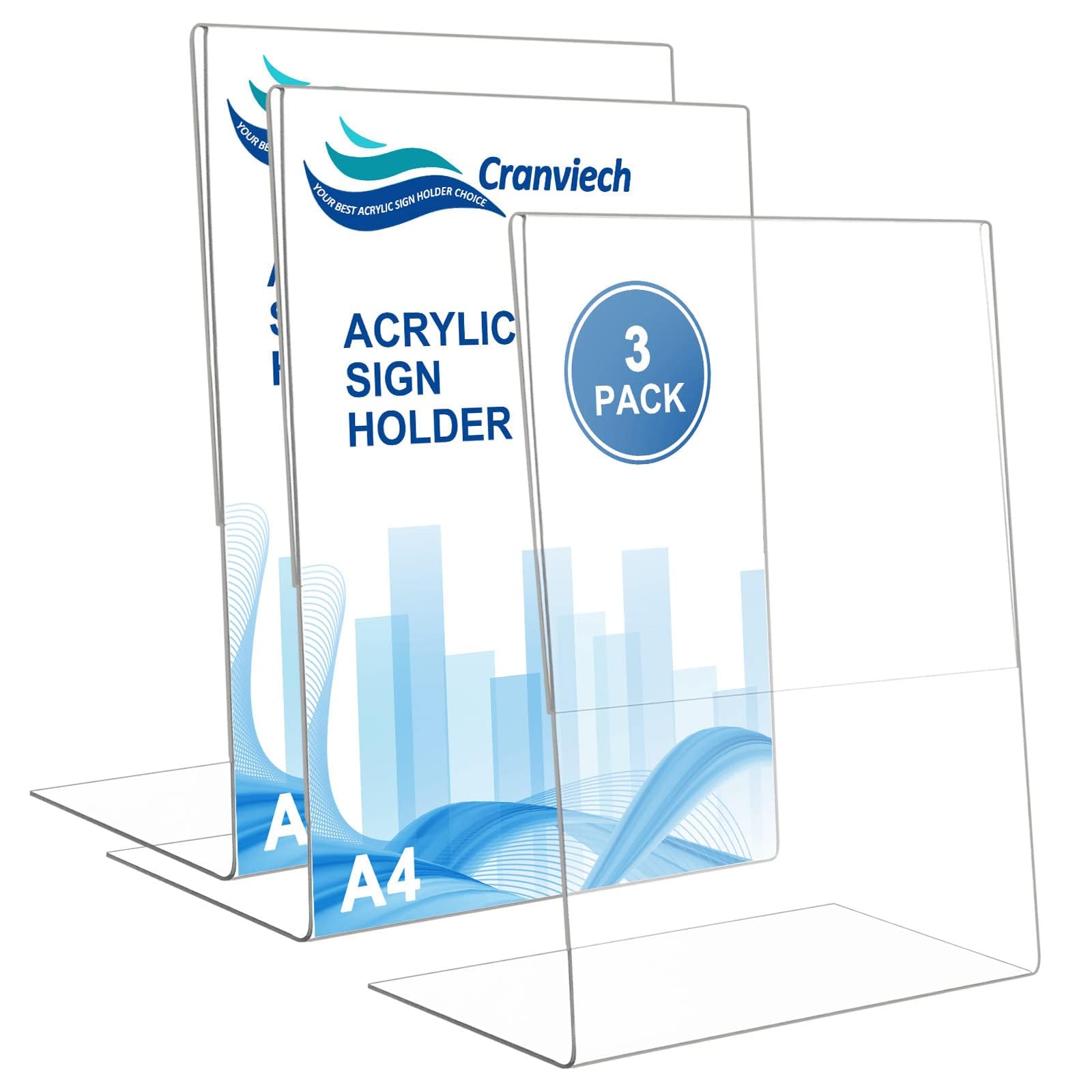 3 Pack Clear Acrylic Sign Holder 8.5