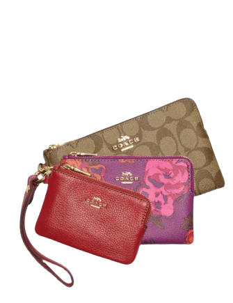 Coach Corner Zip Wristlet Trio - Signature Canvas & Peony Print Crossbody Bag for Women | Perfect for Everyday Use, Travel & Date Night