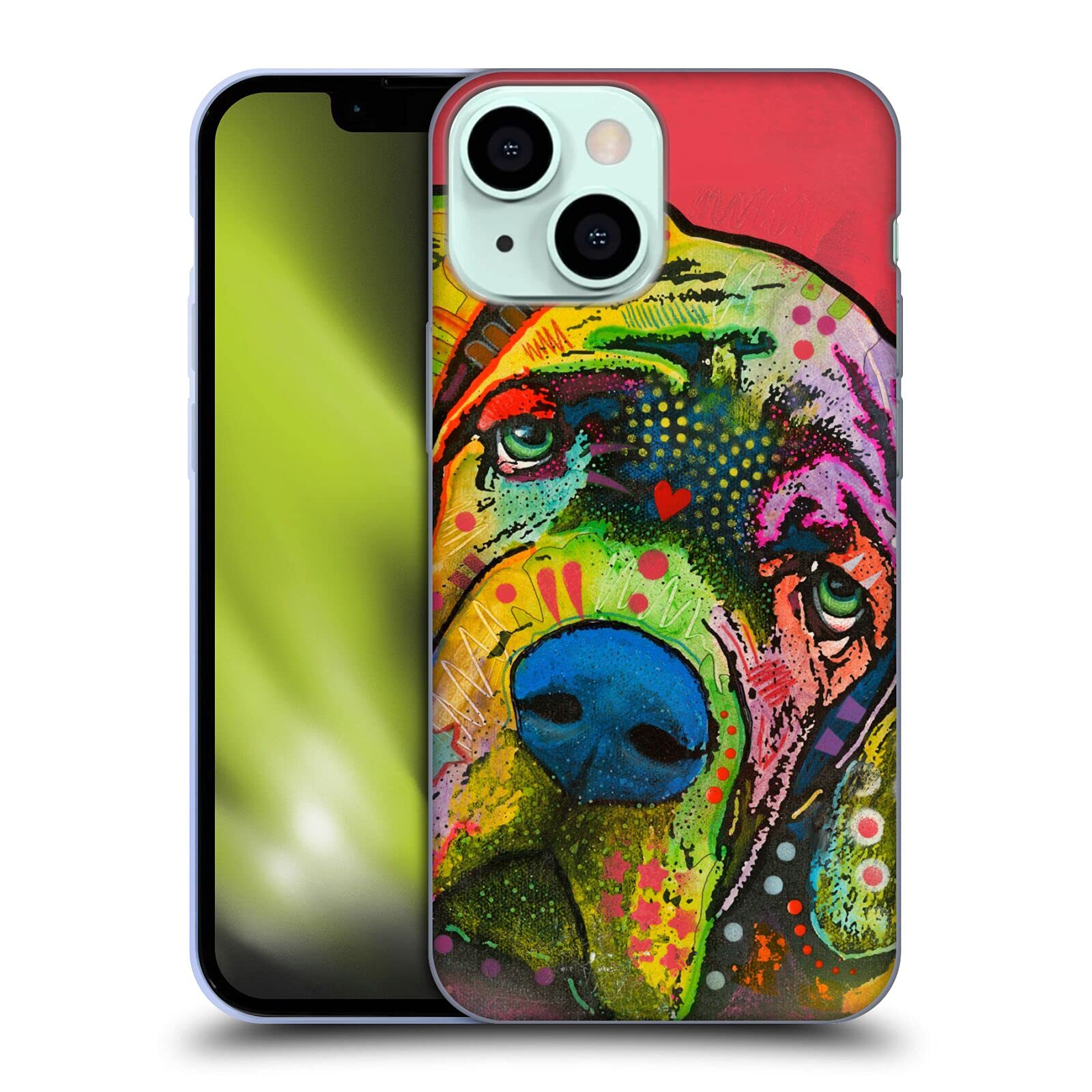 Officially Licensed Dean Russo Mastiff Dogs Soft Gel Case for Apple iPhone 13 Mini - Durable Protective Cover with Artistic Design, Perfect for Everyday Use and Gift Giving