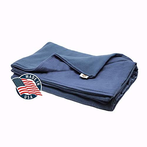 18lb Extra Heavy Weighted Blanket for Adults - Made in USA - Navy Fleece/Flannel (72'' x 42'') - Deep Pressure Therapy for Anxiety Relief & Better Sleep - Perfect for Stress Relief, Insomnia & Sensory Needs