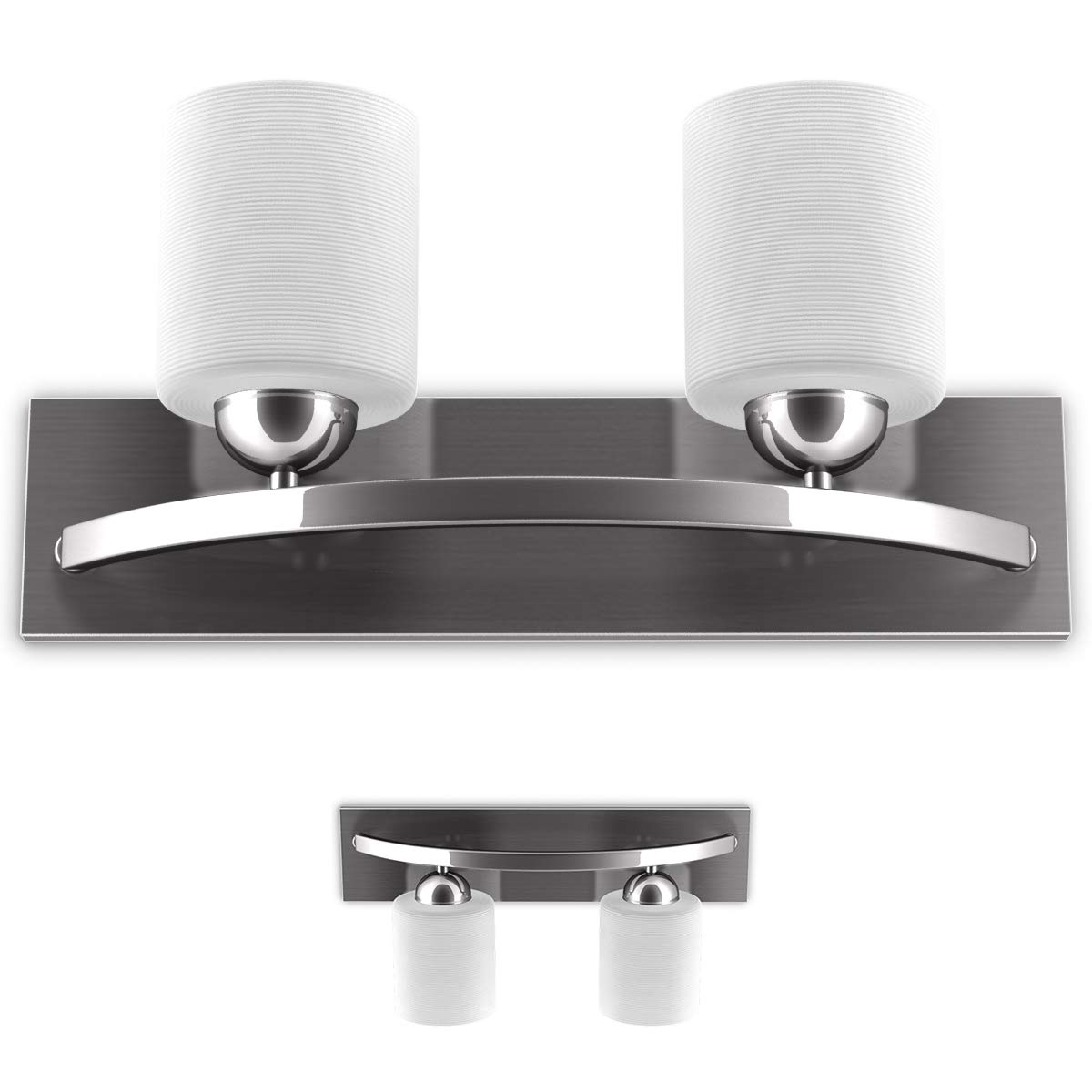Tangkula Brushed Nickel Bathroom Vanity Light Fixture - Wall Mounted Sconce with White Glass Shade - Modern Pendant Lamp for Bathroom, Bedroom, or Hallway (2 Pack, Nickel Finish) - Perfect for Vanity Mirror Lighting & Home Decor Ambiance