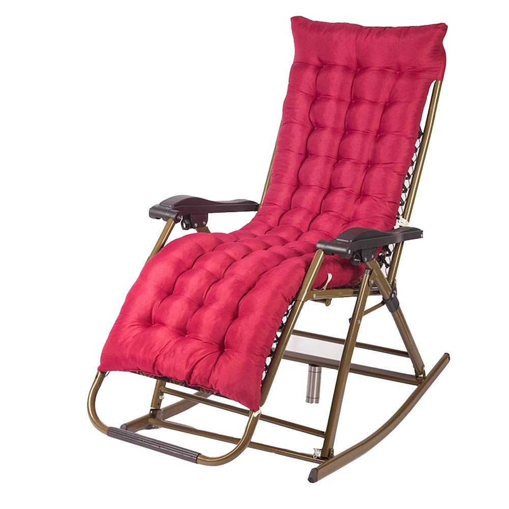Comfortable Lounge Rocking Chair for Adults - Red Folding Recliner with Footrest, Perfect for Balcony, Patio, Living Room & Office Break (95x69x8cm) - Relaxing Reading & Nap Chair for Elderly & Home Decor