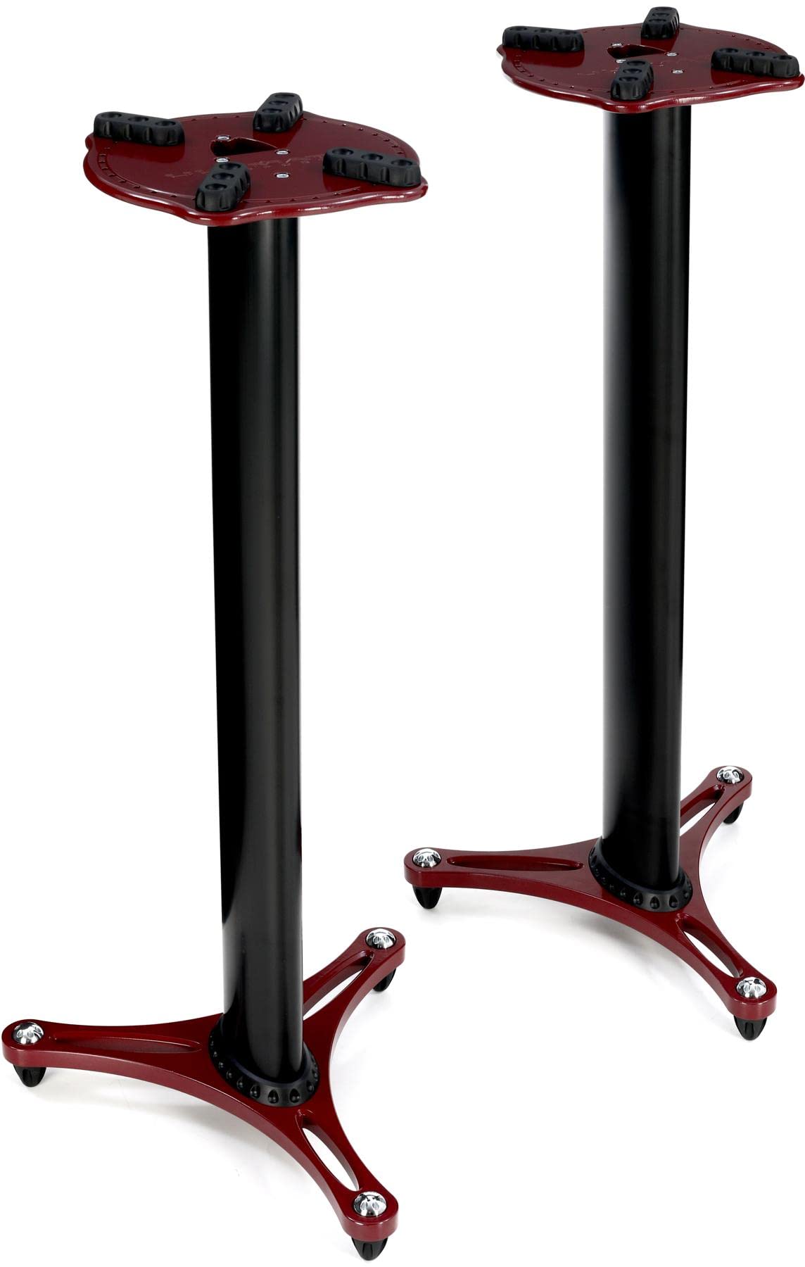 Ultimate Professional Column Studio Monitor Stand - 36 Inch Height Adjustable Speaker Stand for DJ, Home & Studio Use - Heavy Duty & Stable (Red, MS9036R) - Perfect for Music Production, DJ Setup & Home Audio Systems