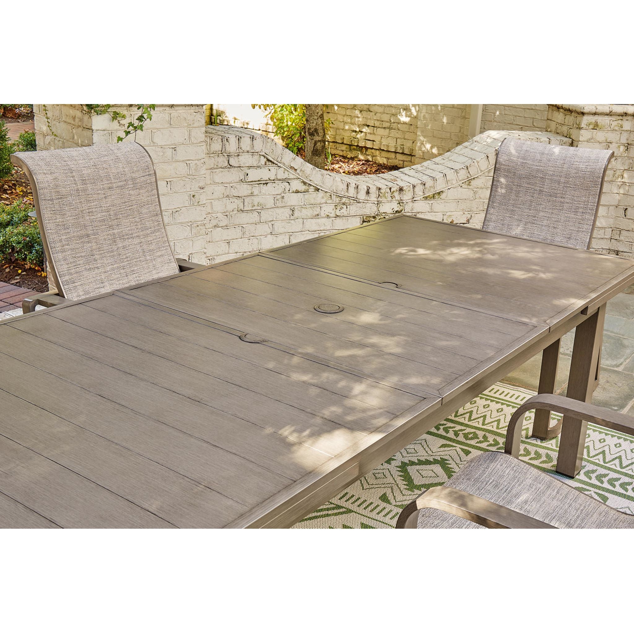 Beach Front Outdoor Rectangle Dining Table - Waterproof & UV Resistant Beige Patio Furniture for Poolside, Garden, and Backyard Dining
