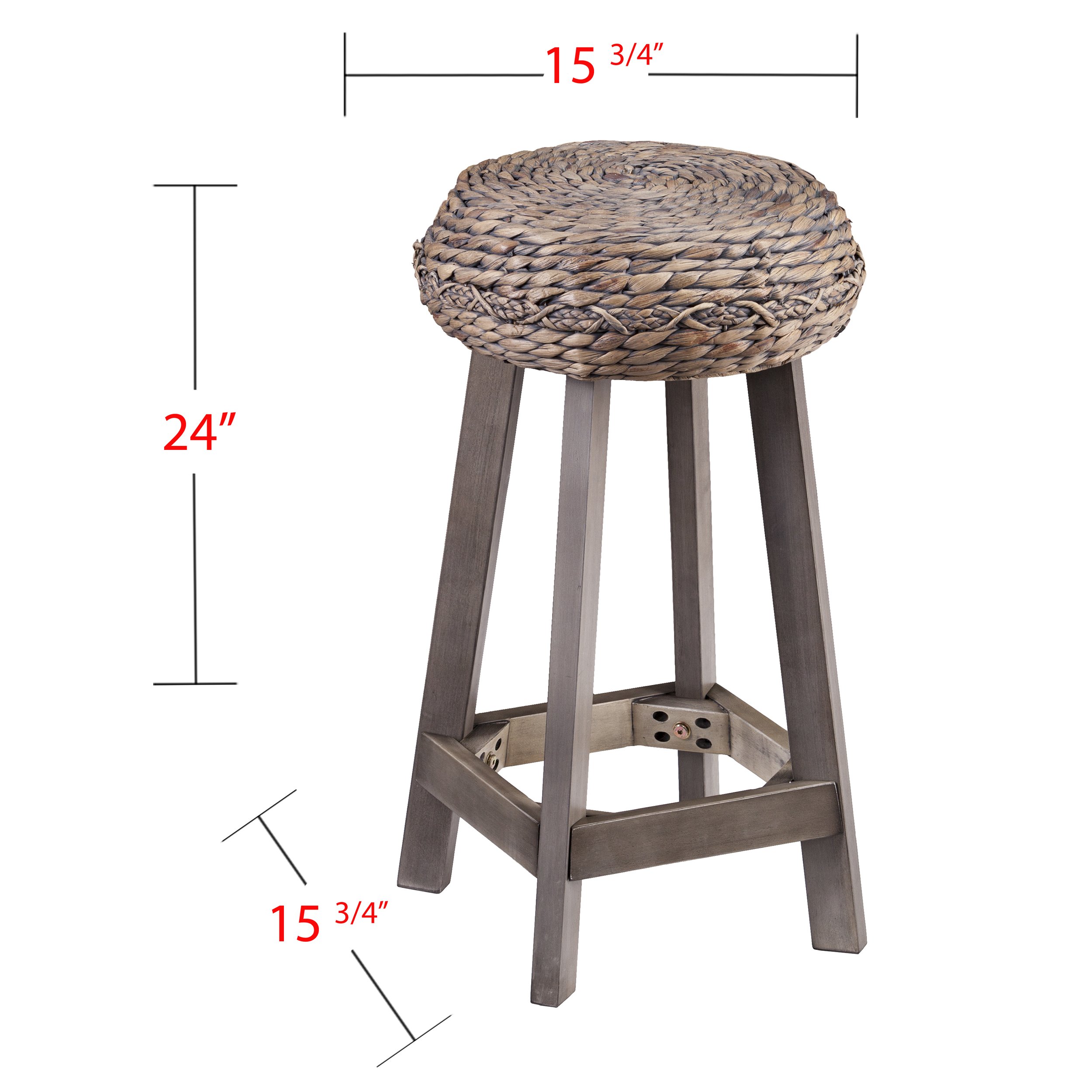 SEI Furniture Round Woven Fiber Seat Stool Set - Bohemian Style Decorative Stools - Natural Hyacinth Material - Perfect for Living Room, Bedroom, or Outdoor Patio Decor