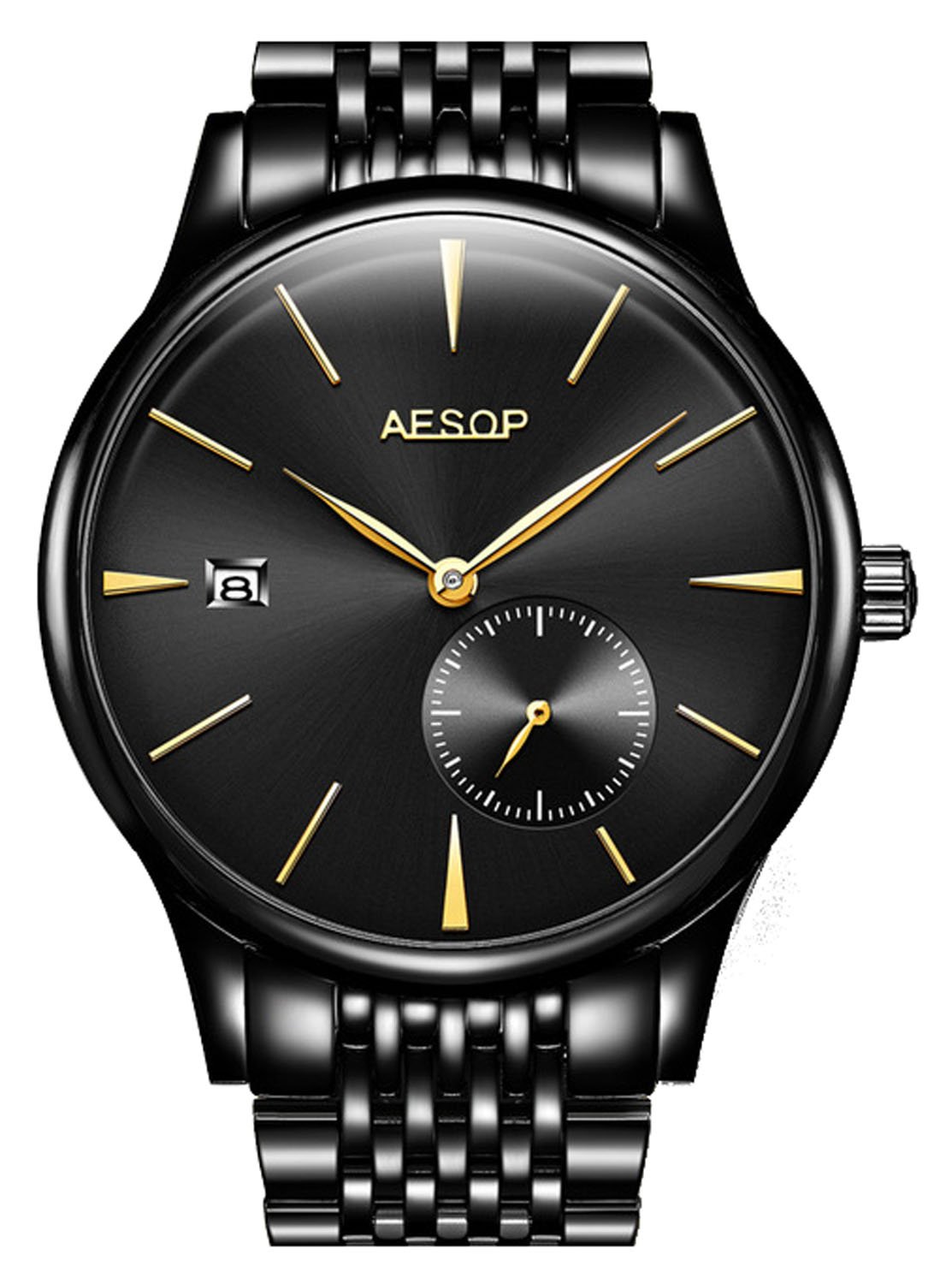Slim Minimalist Automatic Mechanical Watch for Men - Waterproof, Sapphire Glass, Stainless Steel - Perfect for Business, Casual & Formal Occasions