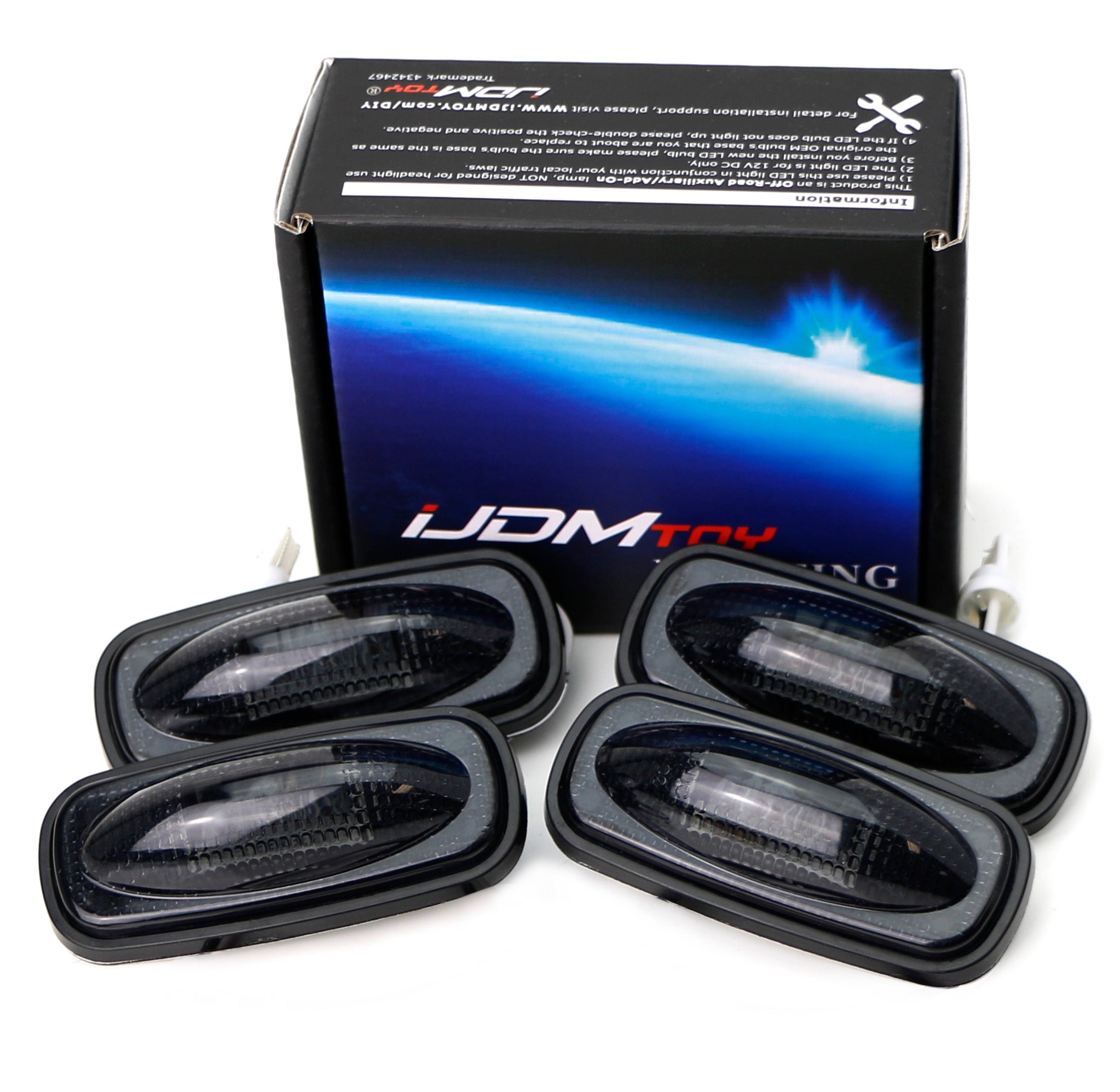 4pc Smoked Lens LED Fender Bed Side Marker Lights (Amber + Red) for Dodge RAM HD - Durable Waterproof Truck Accessories for Night Driving & Off-Road Safety