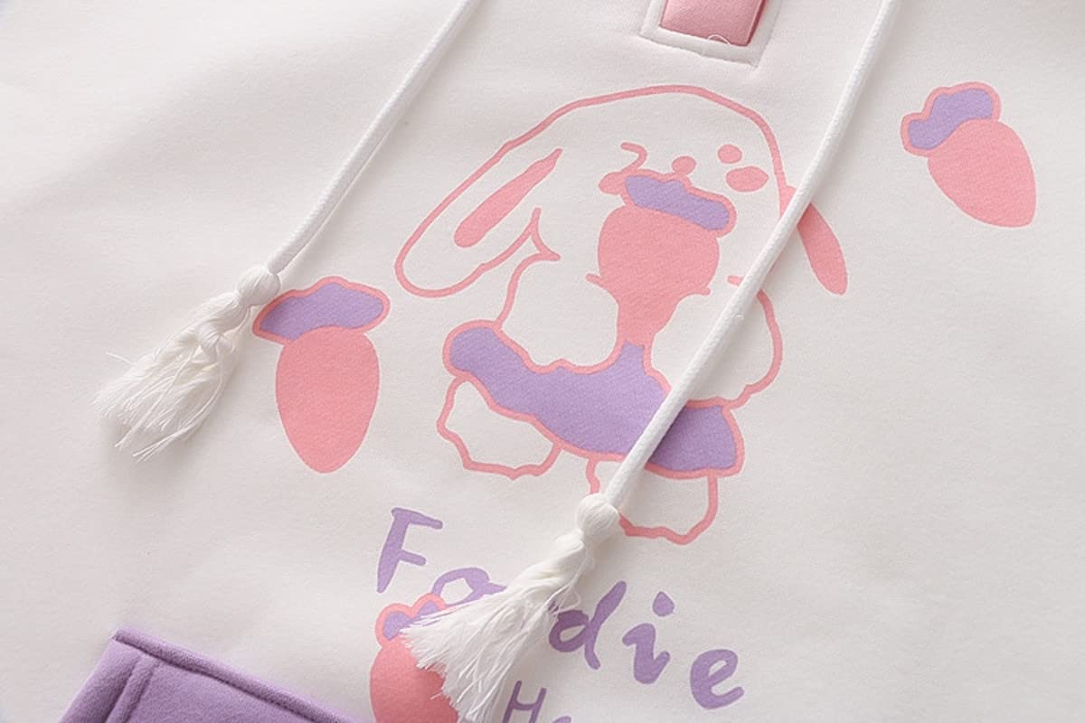 Cute Bunny Hoodie for Teens - Kawaii Japanese Cartoon Graphic Cotton Pullover Hooded Sweatshirt for Girls | Casual Wear, Anime Cosplay, Street Fashion