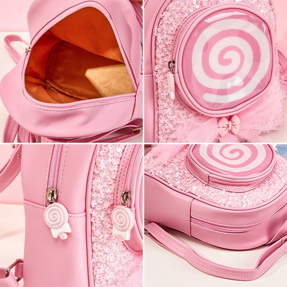 **Cute Cartoon Candy LED Light Backpack for Girls - School Bag with Shoulder Strap, Travel & Outdoor Backpack for Kids** - Perfect for School, Travel, Hiking & Daily Use