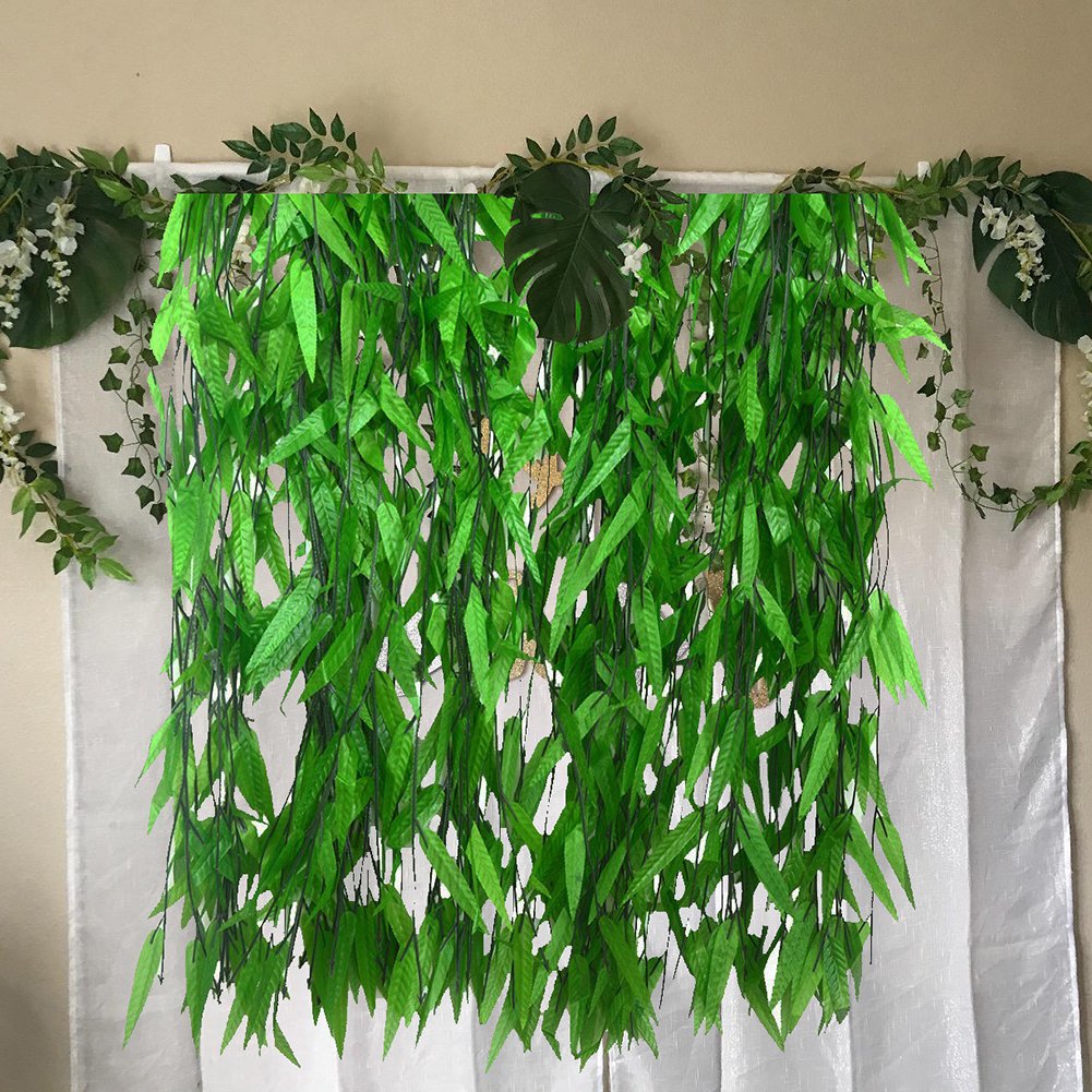 50 PCS 376 Feet Artificial Flower Greenery Wicker Rattan Vine - Fake Foliage Leaf Garland for Home Garden Wedding Party Decorations