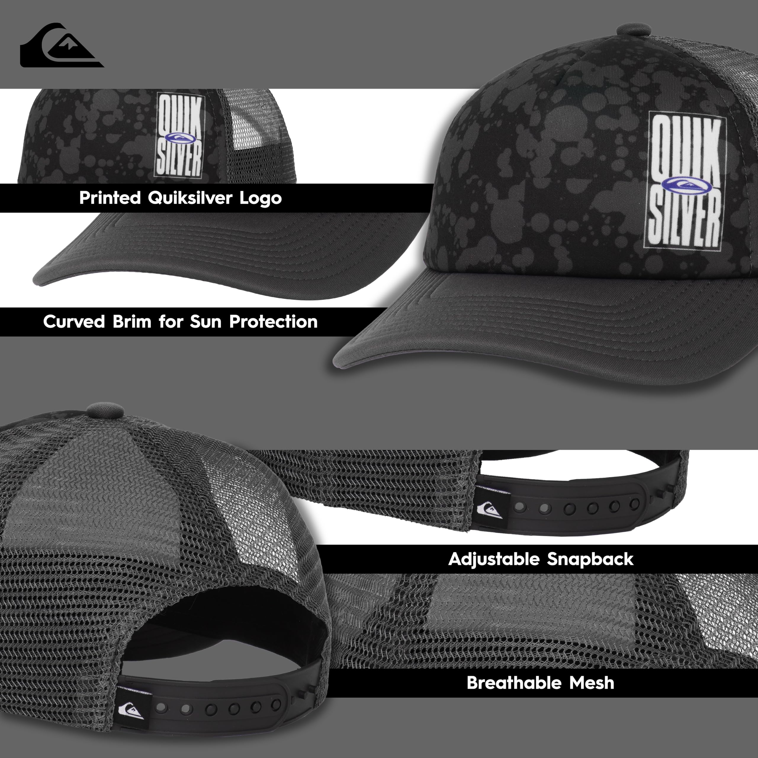 Quiksilver Boys' Emu Coop Snapback Trucker Hat - Adjustable Baseball Cap for Kids & Teens - Perfect for Outdoor Sports, Beach & Casual Wear