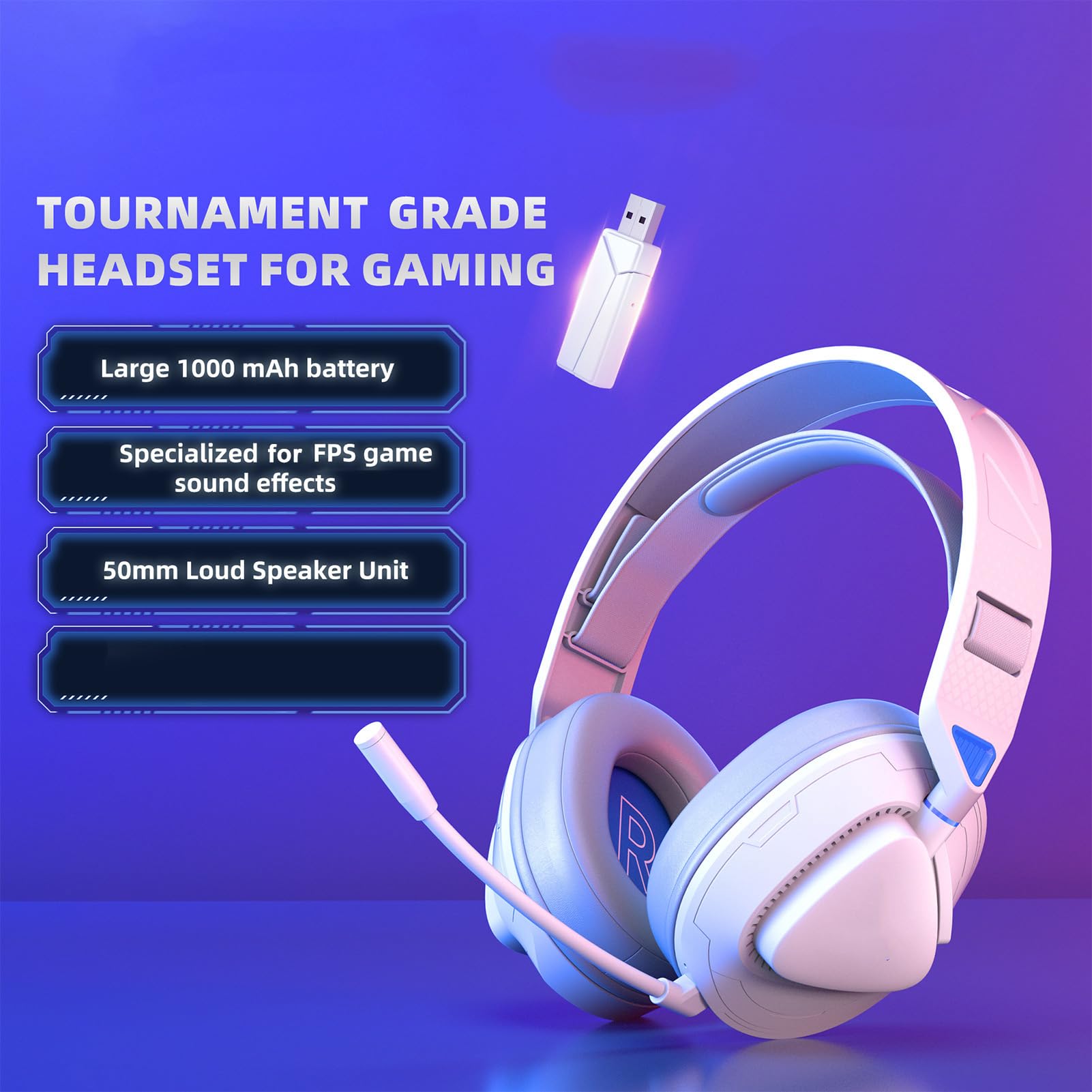 GOWENIC Wireless Bluetooth Gaming Headset with Noise Cancelling Mic - Foldable Over-Ear Headphones with Soft Memory Foam for PS5, PS4, Xbox One, PC & Laptop - Immersive Surround Sound for Gaming, Streaming & Online Meetings