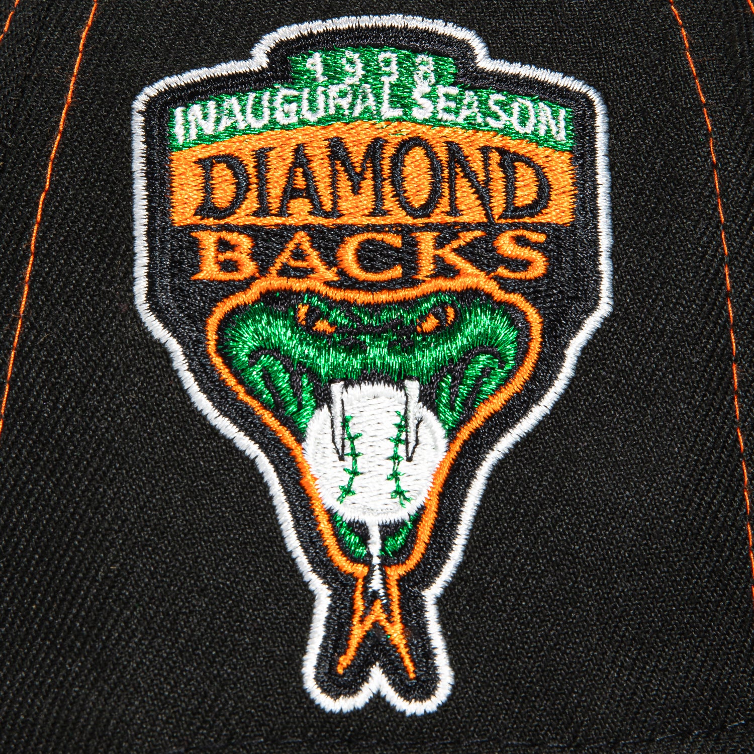 New Era 59Fifty Arizona Diamondbacks Contrast Stitch Snapback Hat with Inaugural Patch - Black & Light Orange | Official MLB Baseball Cap for Fans & Streetwear Fashion
