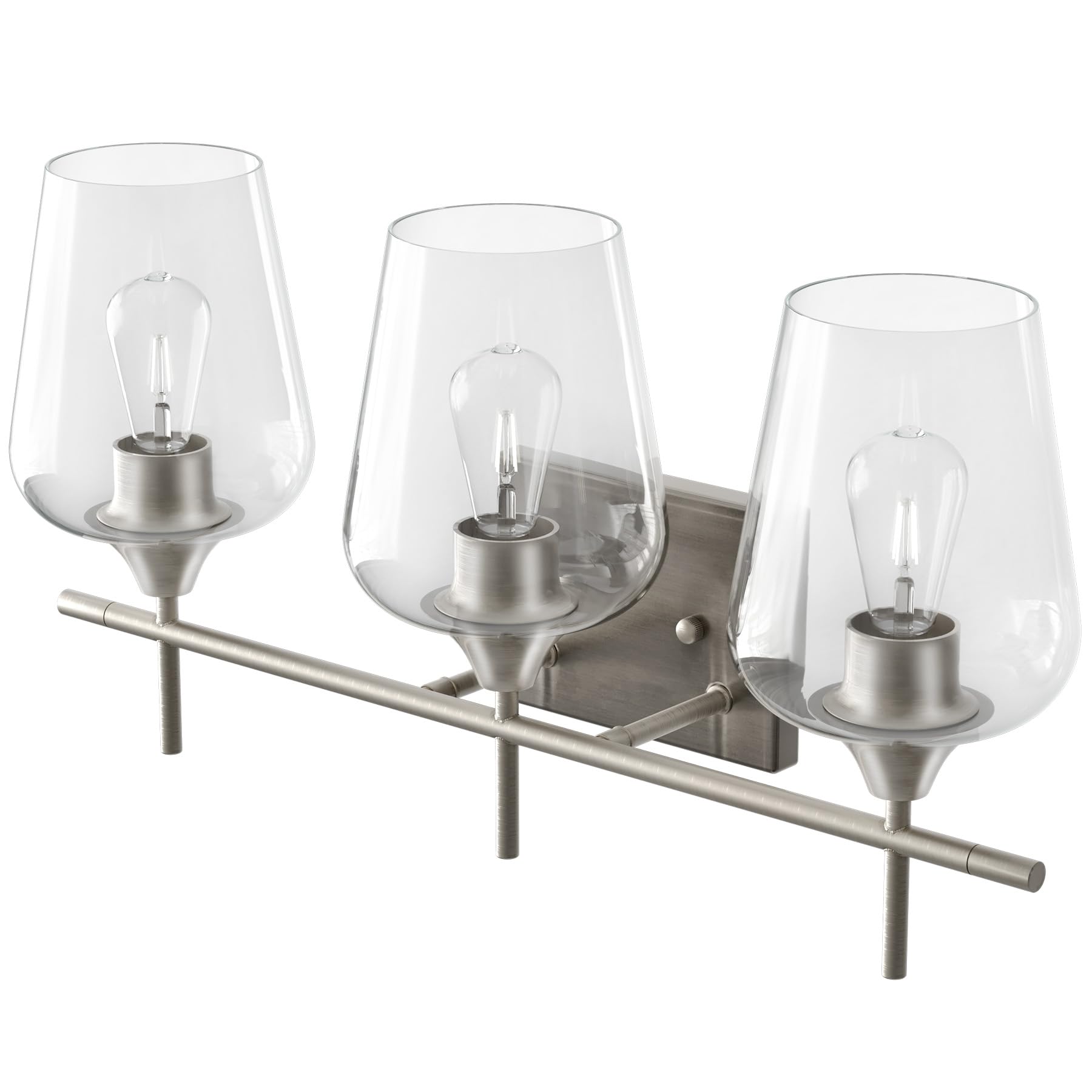 VONLUCE 3-Light Bathroom Vanity Light Fixture - Modern Brushed Nickel Wall Sconce with Clear Glass Shades for Mirror Lighting - Perfect for Bathroom, Bedroom, Hallway & Dressing Room Décor