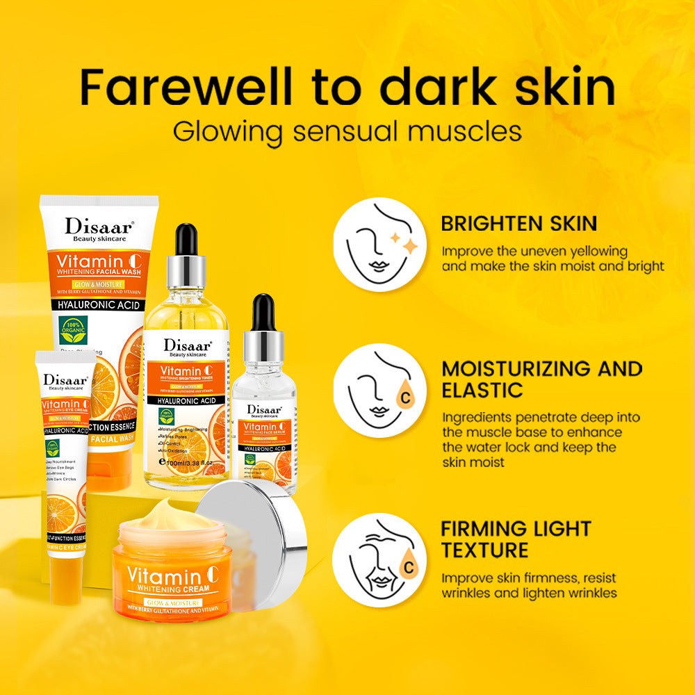 Vitamin C Skin Care Set - Hydrating, Moisturizing & Brightening Facial Serum & Cream for Glowing Skin | Day & Night Use for All Skin Types