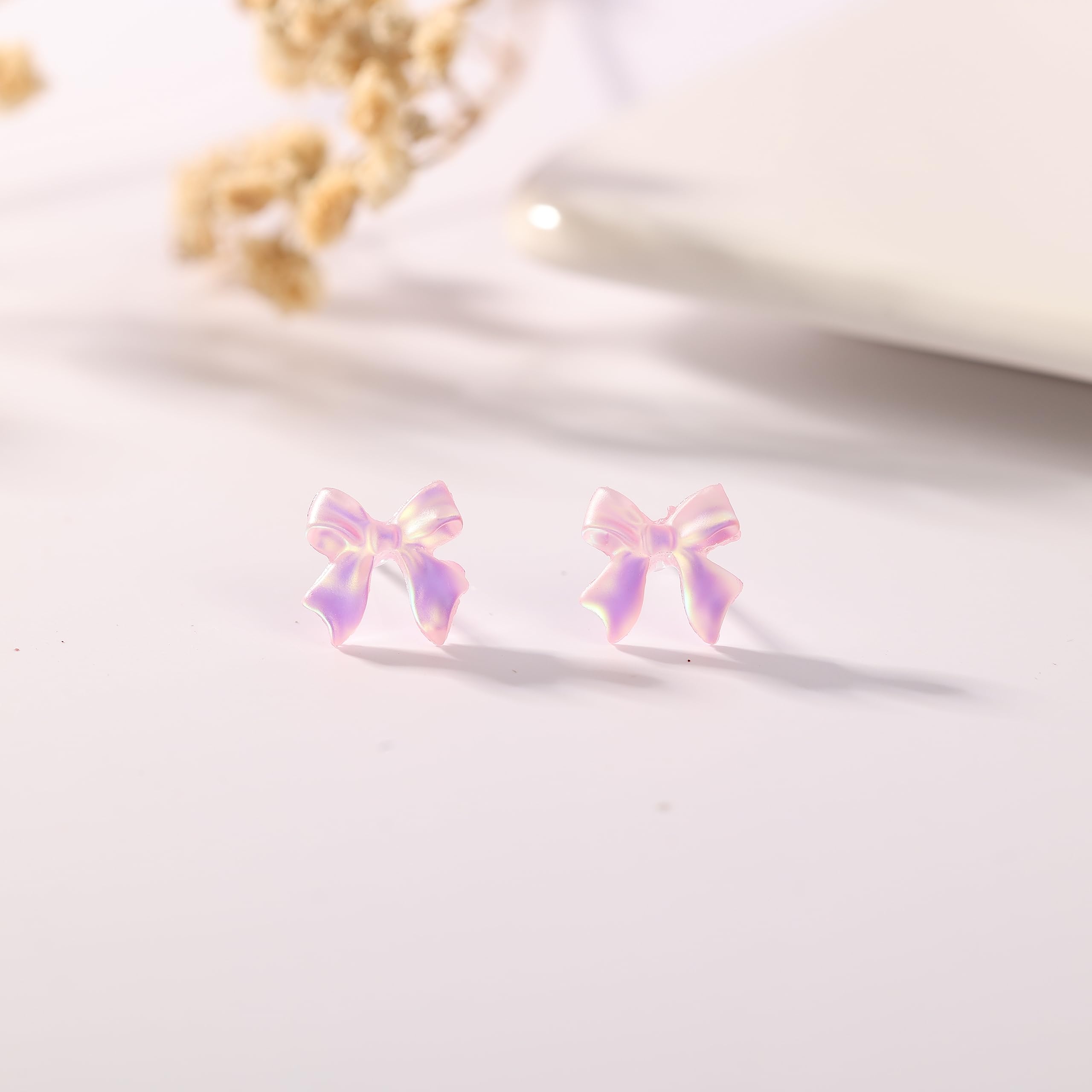 AoedeJ 6 Pairs Hypoallergenic Plastic Earrings for Women & Girls - Clear Stud Earrings for Sensitive Ears, School, Daily Wear & Casual Outfits