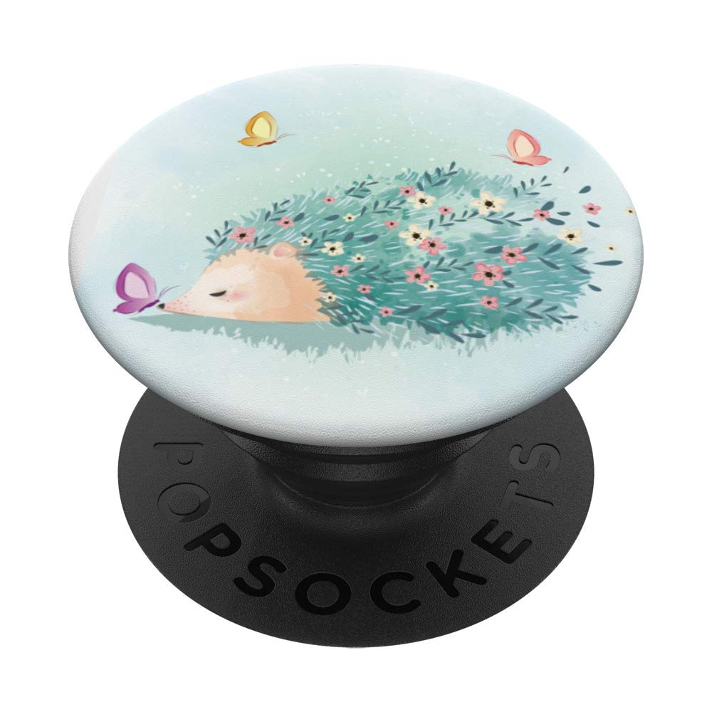 Beautiful Watercolor Hedgehog & Butterfly PopSocket - Swappable Phone Grip for Phones & Tablets - Perfect for Daily Use, Travel, and Hands-Free Viewing