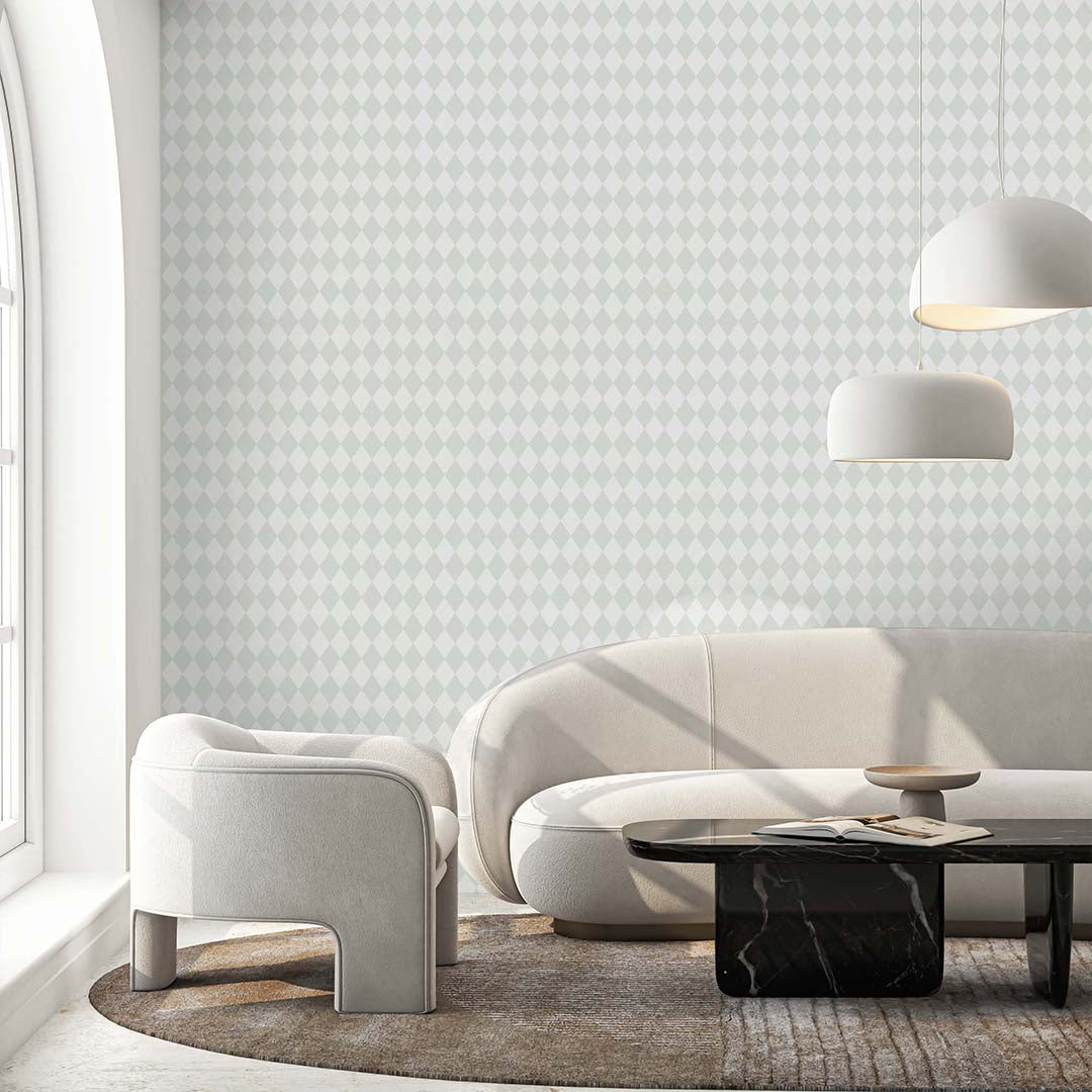 Pastel Green Rhombus Wallpaper S027 - Geometric Peel and Stick Wallpaper for Bedroom, Nursery, and Home Office Decor