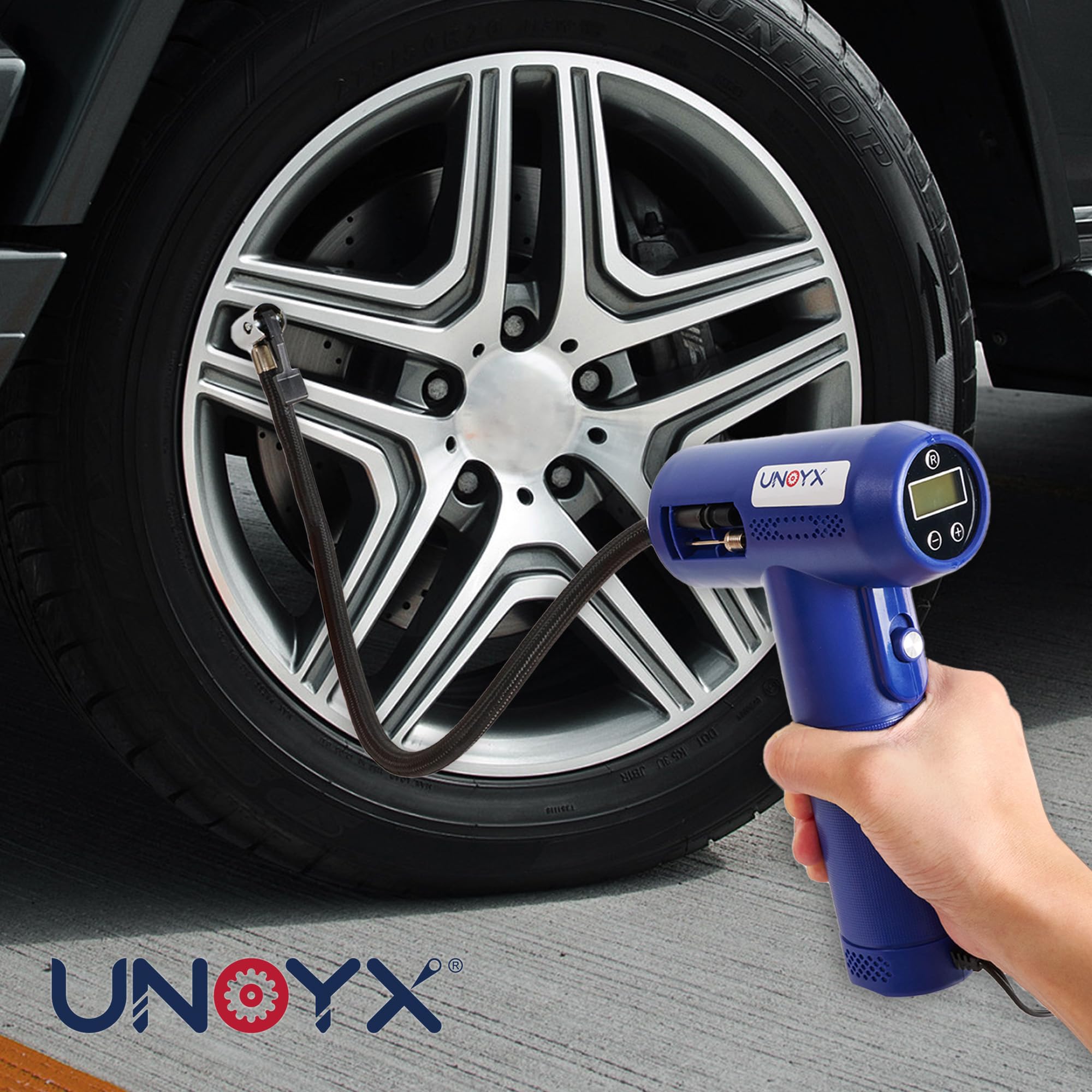 Portable Tire Inflator Air Compressor - 12V Car Power, Digital LED Pressure Gauge - Fast Inflation for Cars, Bikes, Sports Balls & Inflatables | Perfect for Road Trips, Camping & Emergency Use
