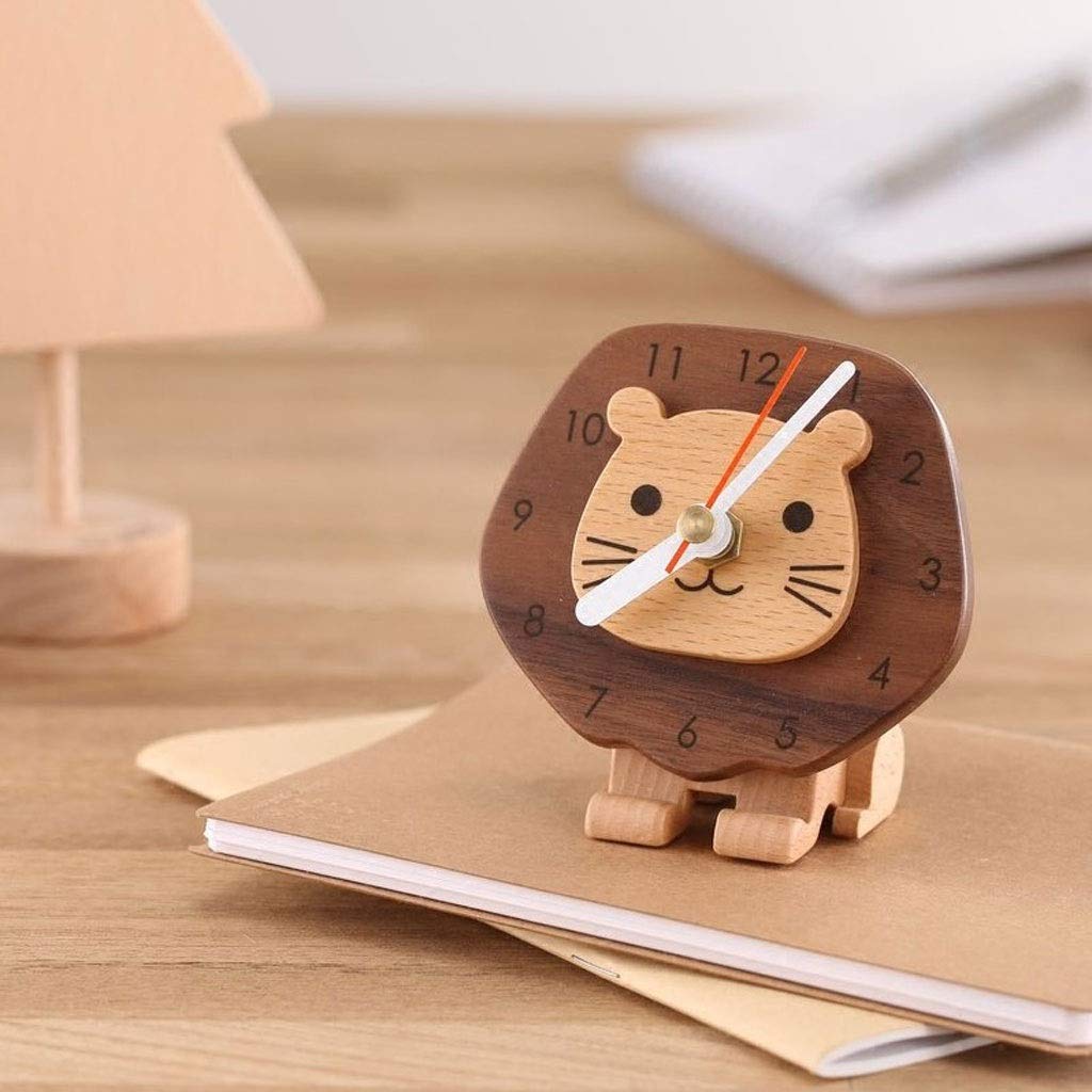 TOMYEUS Cute Lion Alarm Clock - 3.9 Inch Creative Desk Clock with LED Display, Battery Operated, Perfect for Bedroom, Office, Kids Room & Gift (Color: Blue)