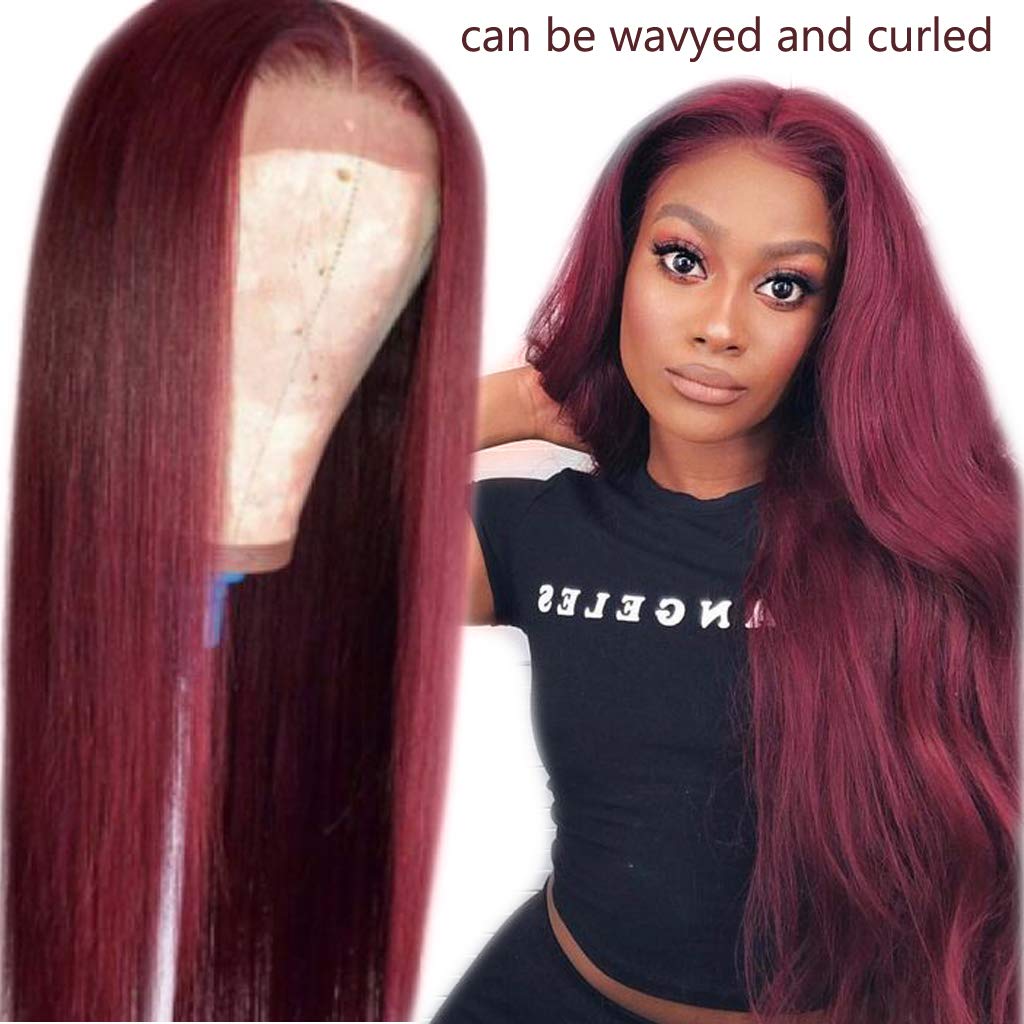 Ombre Red Lace Front Wigs Human Hair with Baby Hair for Black Women - 12inch Straight Brazilian Virgin Hair Glueless Wigs (Pre-Plucked Hairline) | Perfect for Parties, Weddings & Daily Wear