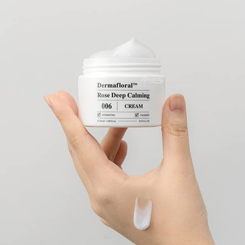 BARULAB Dermafloral Rose Deep Calming Cream 50ml - Soothing Facial Moisturizer for Sensitive Skin | Hydrating & Anti-Aging | Perfect for Dry Skin Care & Night Routine