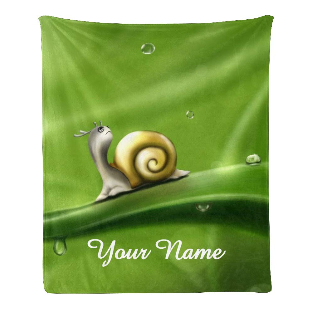 Personalized Snail Fleece Throw Blanket - Custom Blanket with Name Text, Super Soft 50x60 Inch Blanket for Couch, Sofa & Bed - Perfect Gift for Birthday, Christmas & Home Decor
