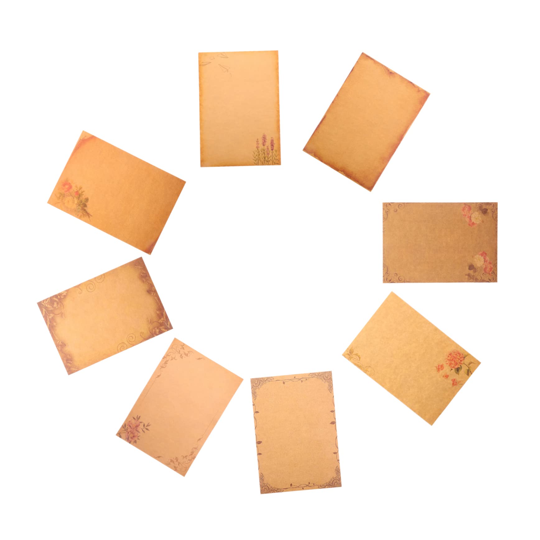 Vintage Floral Japanese Kraft Writing Paper - 8-Piece Set of Decorative Stationery for Letters, Journals, and Scrapbooking | Perfect for Students, Artists & DIY Craft Projects