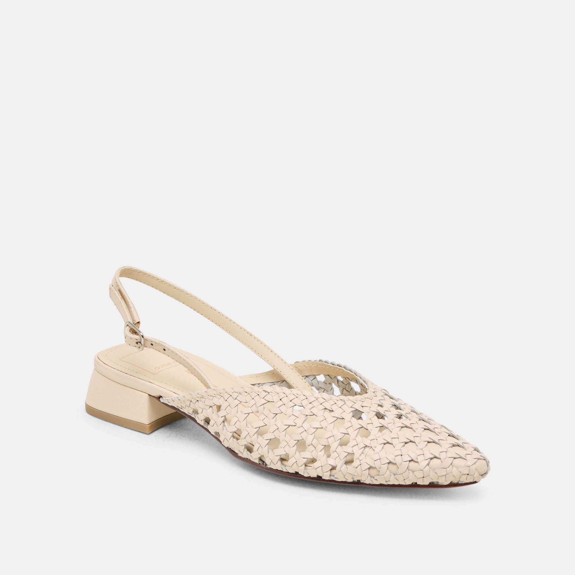 BIRDIE FLATS Women's Off White Woven Leather Comfortable Slip-On Shoes for Casual Wear, Office & Travel