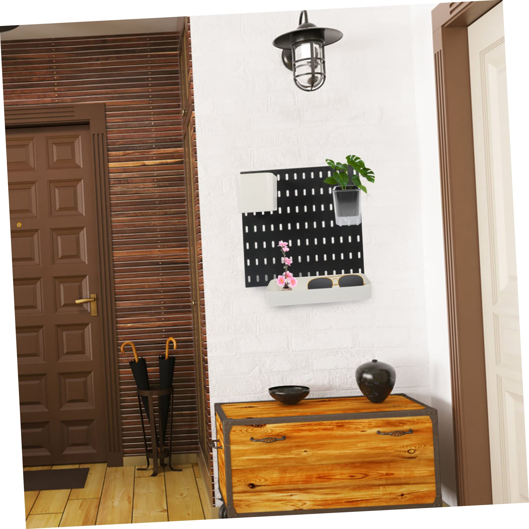 DOITOOL Pegboard Organizer Set - Wall Mount Hooks, Paper Towel Holder, Flower Pot Hanger & Craft Storage for Home, Office, Workshop - Perfect for DIY Projects, Kitchen Organization & Garden Tools (No Punching Required)