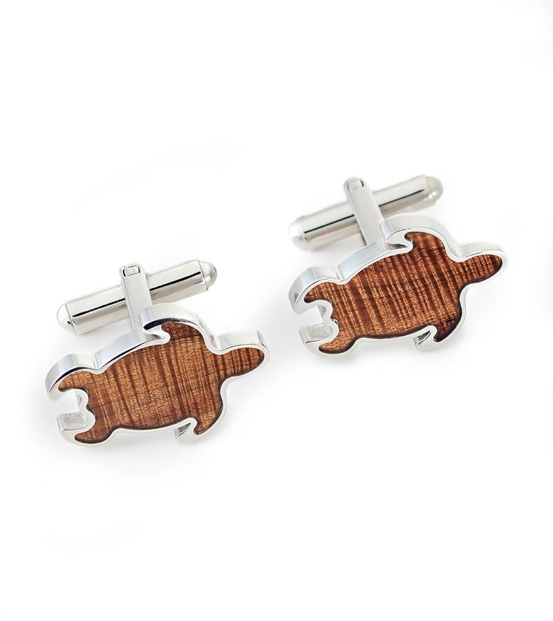 Premium Koa Wood Honu Turtle Cufflinks for Men - Hawaiian Style Formal Accessories - Perfect for Weddings, Business Meetings & Special Occasions