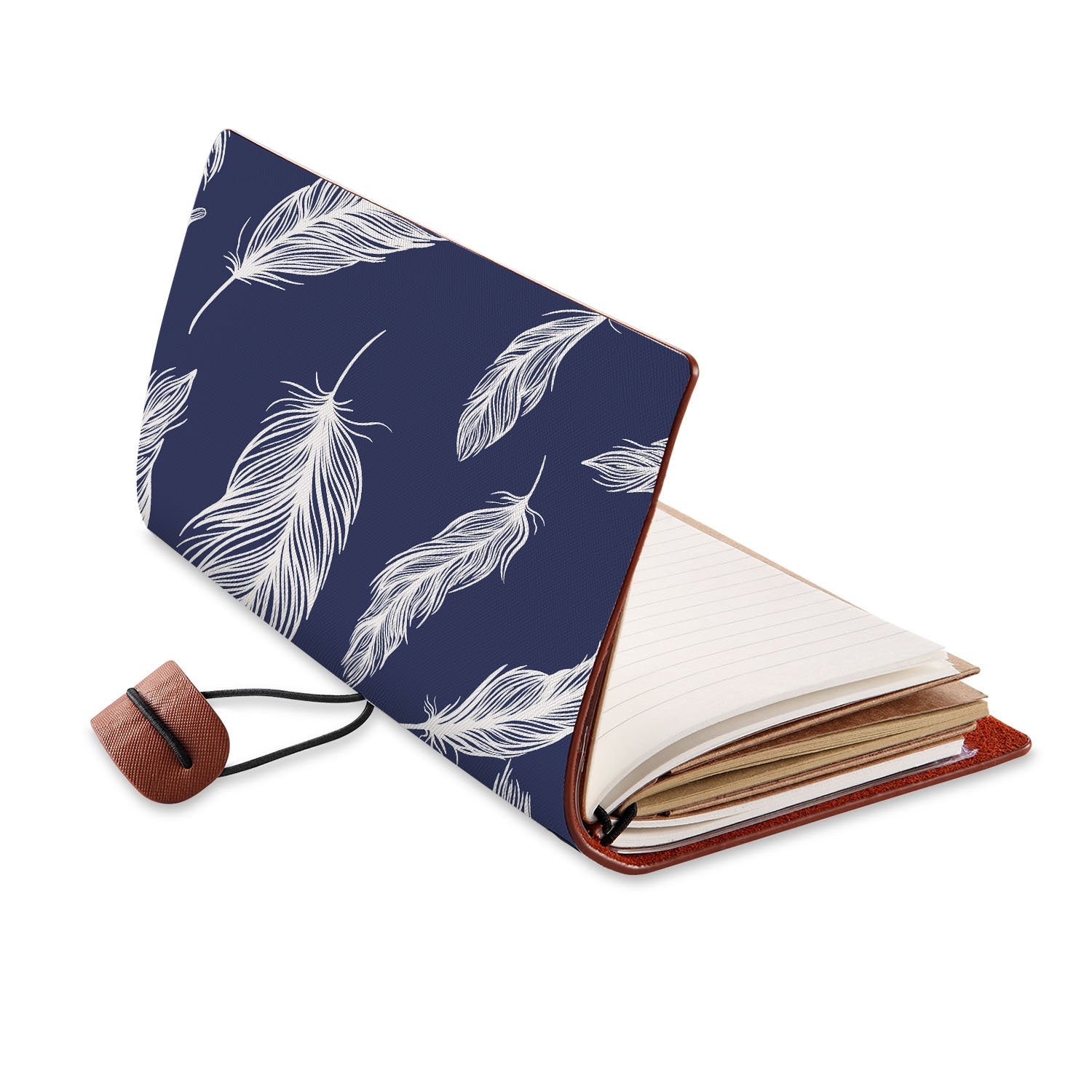 Premium Traveler's Notebook - Lightweight & Durable Feather Design Journal for Writing, Sketching & Adventure | Perfect Travel Companion for Backpacking, Hiking & Daily Use