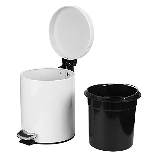 5L Stainless Steel Step Trash Can with Lid - Kitchen Garbage Bin for Office, Living Room, Bedroom & Bathroom | Durable & Odor-Proof Waste Container for Home, Hotel & Commercial Use