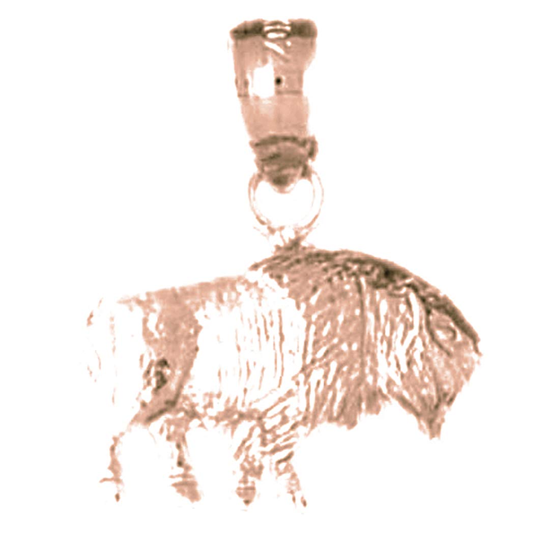 14K Rose Gold Bison Pendant Necklace - 19mm Handmade Jewelry for Men & Women - Perfect for Gifts, Western Style, and Everyday Wear