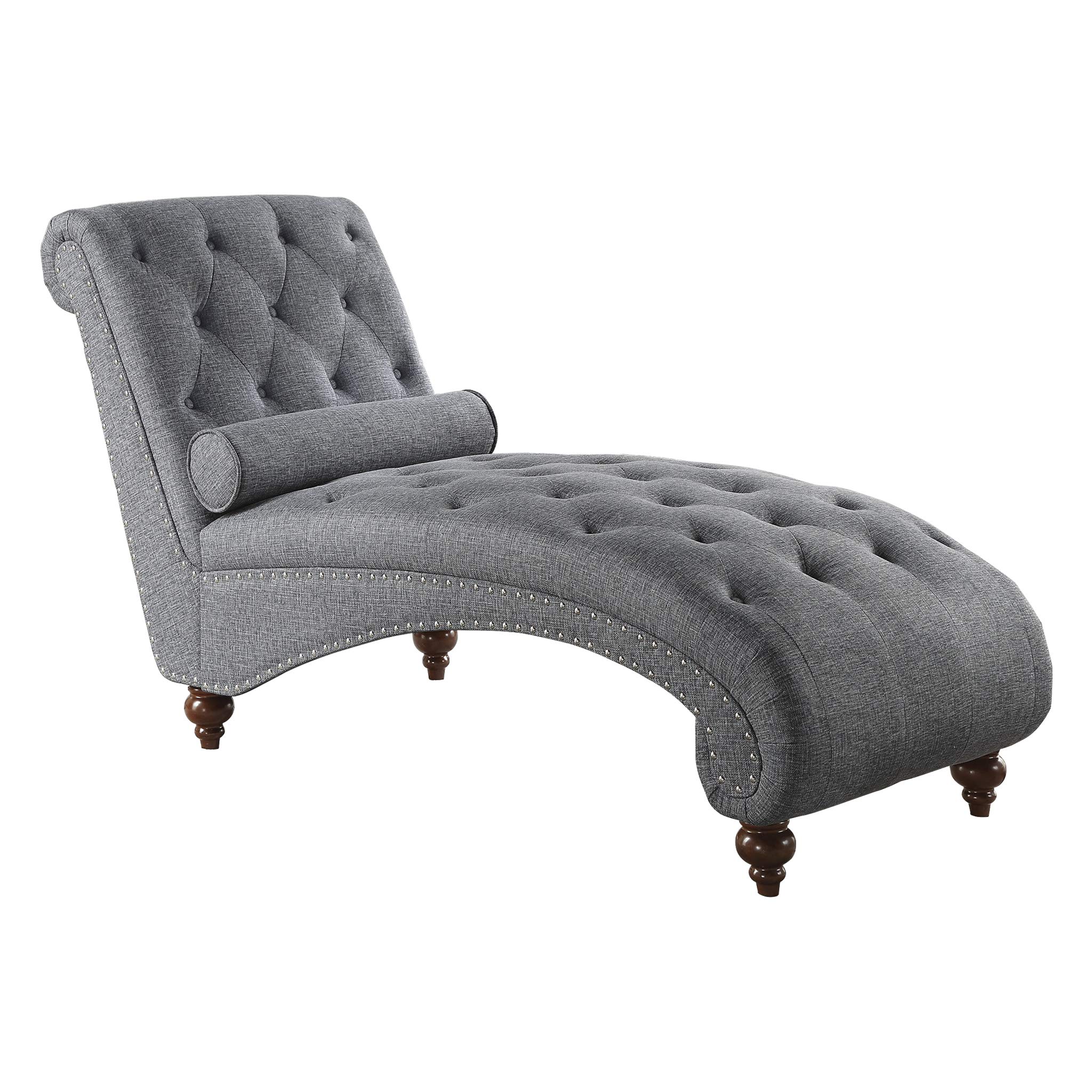 Homelegance Velvet Chaise Lounge Sofa - Modern Gray Upholstered Living Room Furniture for Relaxing & Reading | Perfect for Small Spaces & Apartment Decor