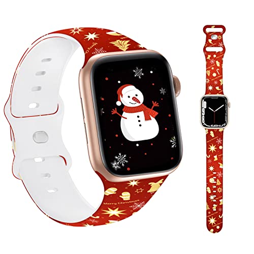 HYHMXB Fashionable Breathable Christmas Apple Watch Bands - Soft Silicone Sports Strap Compatible with 38mm 40mm 41mm 42mm 44mm 45mm iWatch SE & Series 8/7/6/5/4/3/2/1 - Perfect Holiday Gift for Kids, Men, Women | Great for Fitness, Workouts & Daily Wear